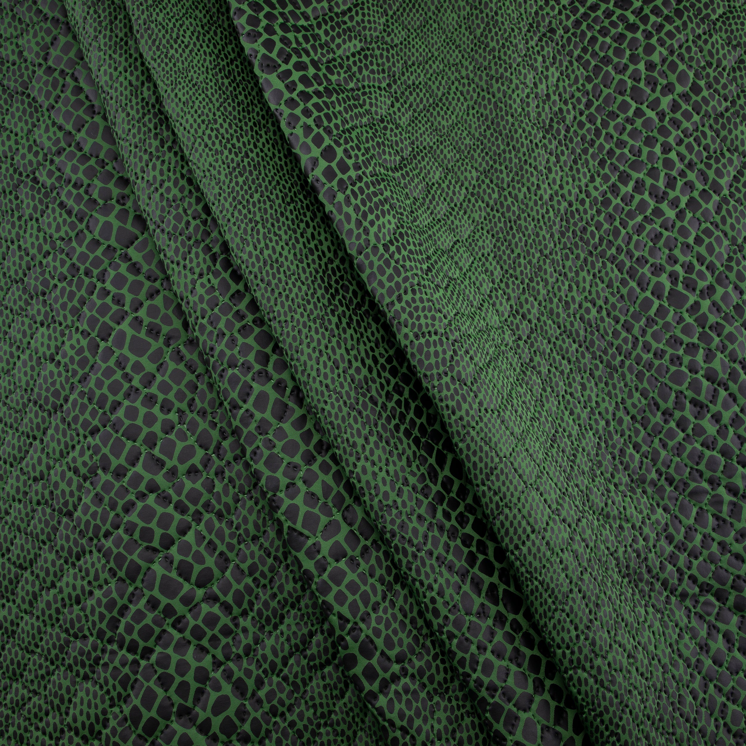 Quilted Fabric, Reptile Print, Green