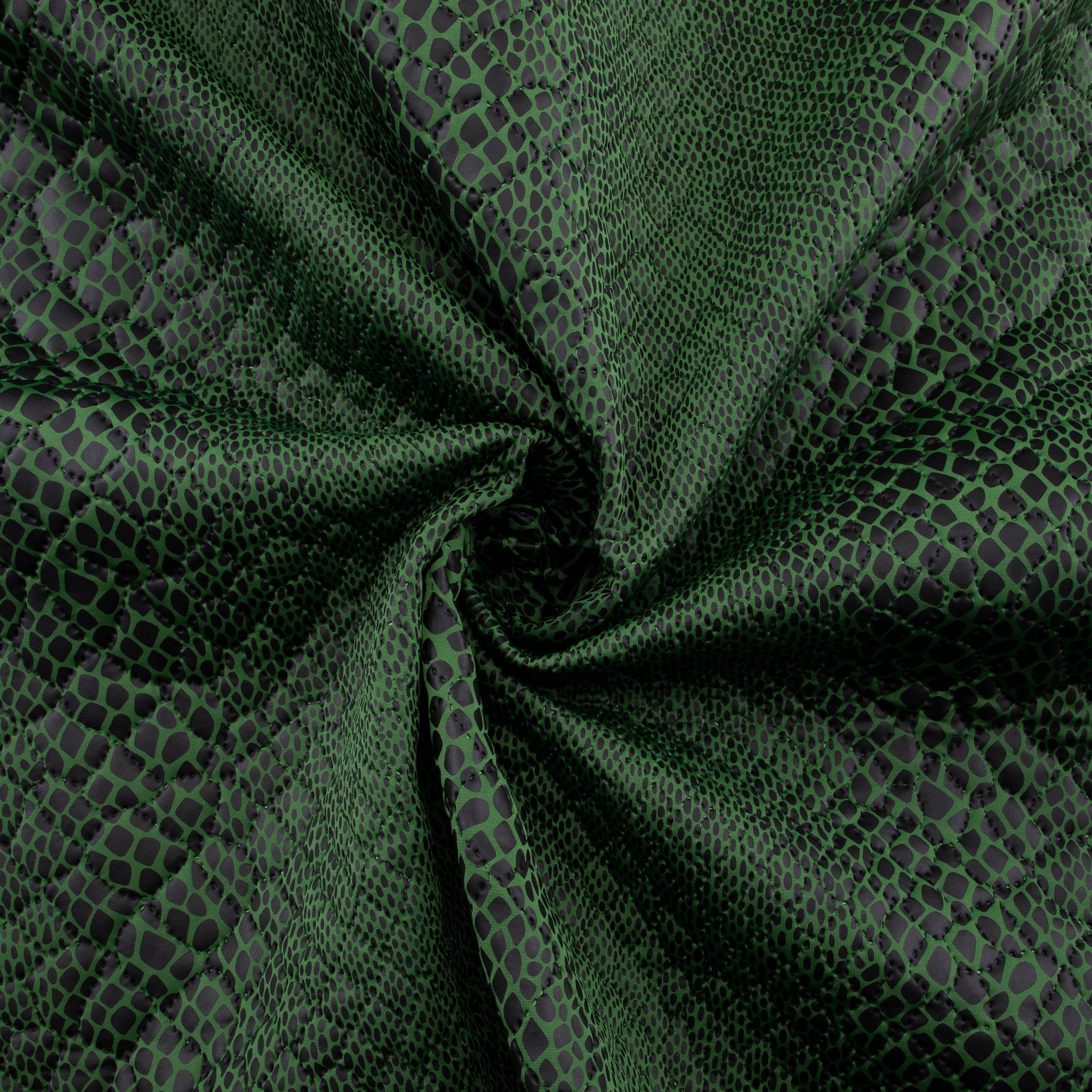Quilted Fabric, Reptile Print, Green