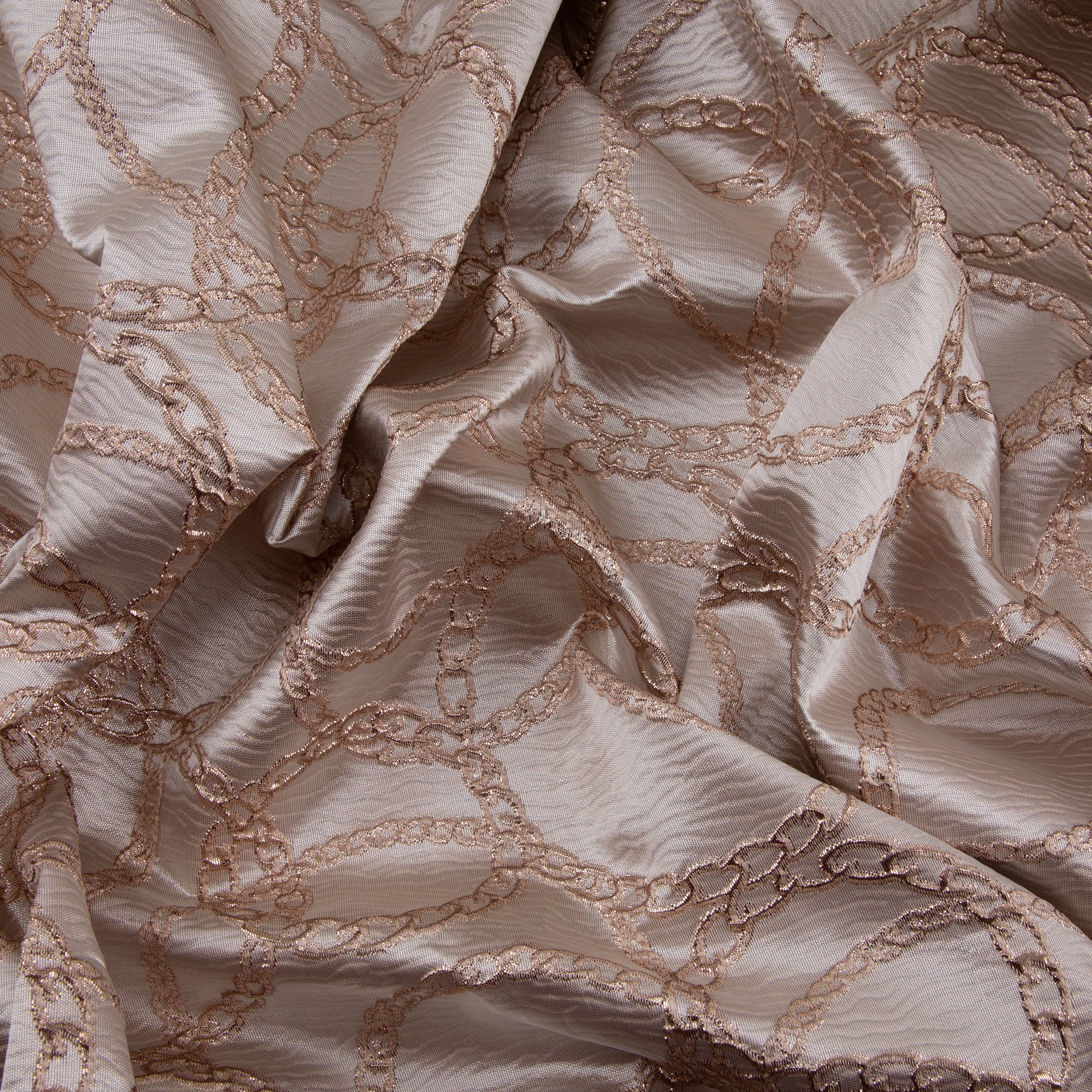 Chainlink Brocade Fabric, Textured, Ivory & Gold