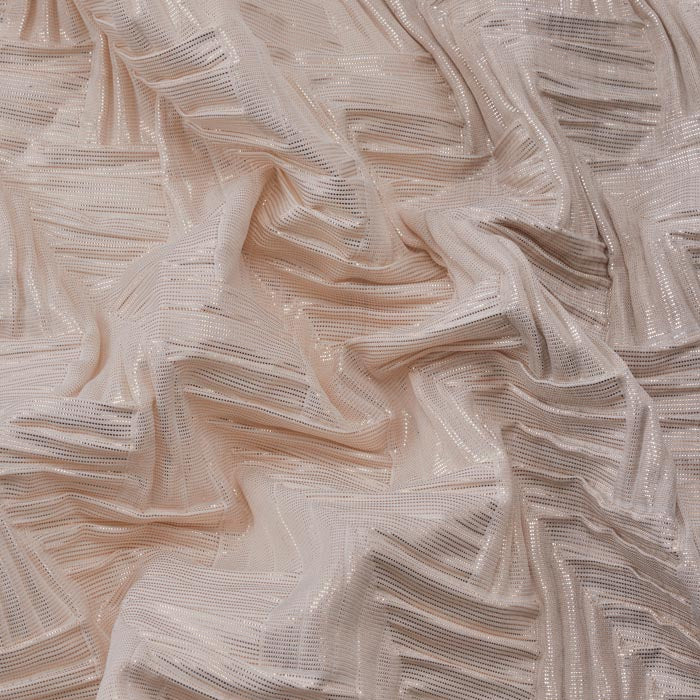 Textured Chevron Fabric, Metallic Rose Gold & Ivory