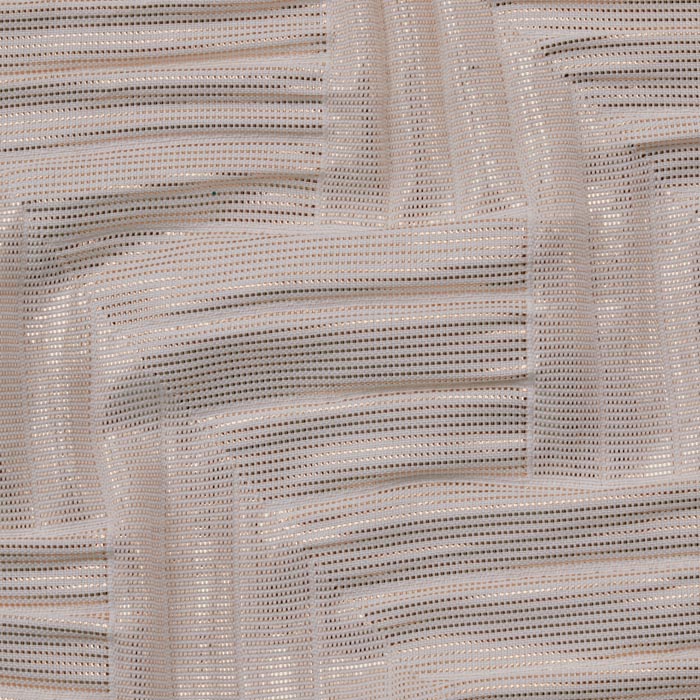 Textured Chevron Fabric, Metallic Rose Gold & Ivory