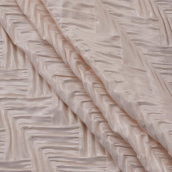 Textured Chevron Fabric, Metallic Rose Gold & Ivory