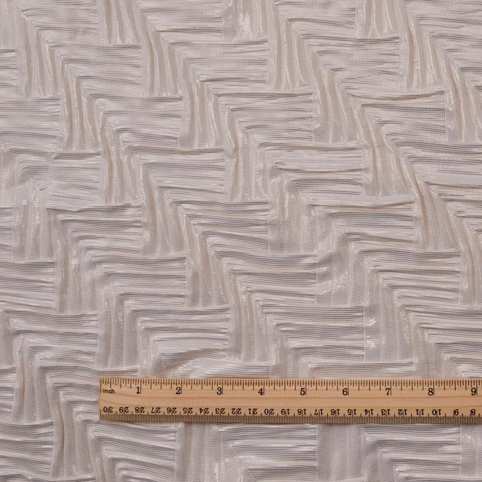 Textured Chevron Fabric, Metallic Rose Gold & Ivory