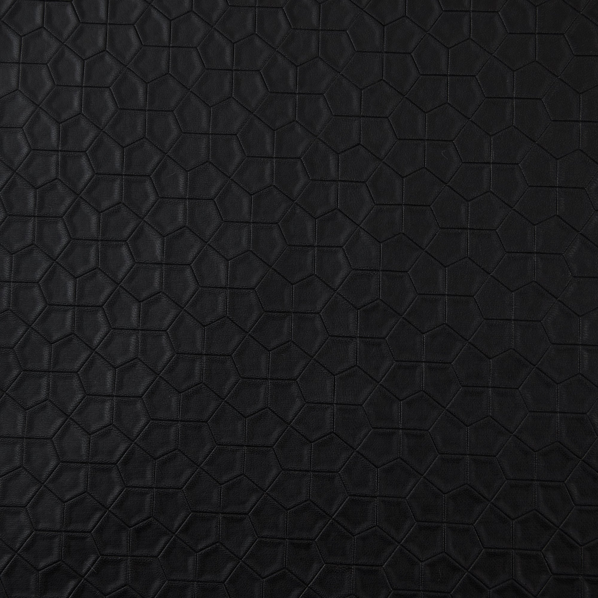 Pleather Fabric, Pentagon Pattern, Textured, Black