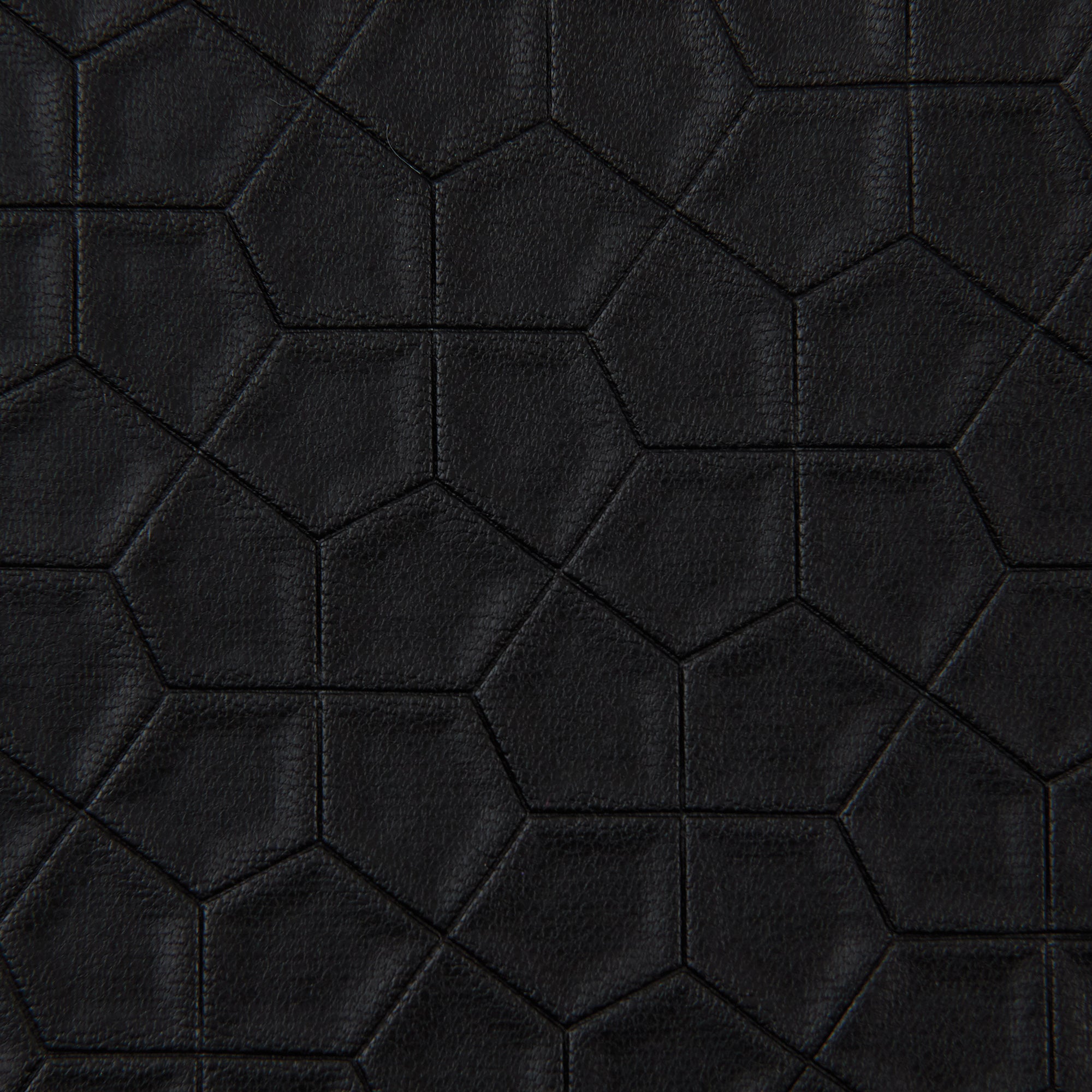 Pleather Fabric, Pentagon Pattern, Textured, Black