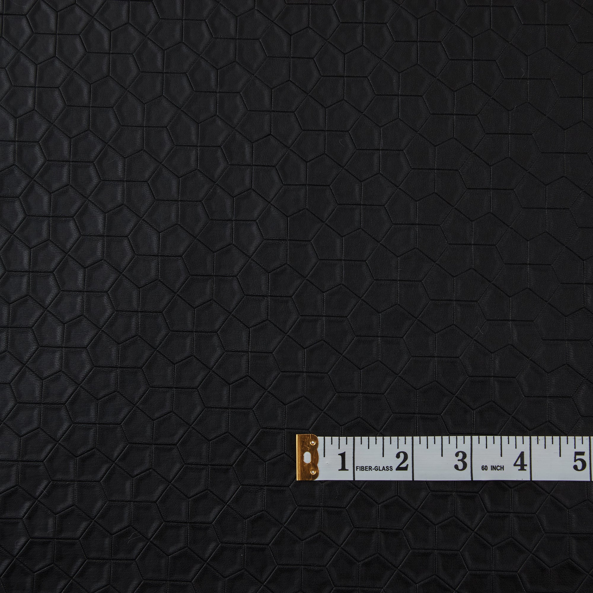 Pleather Fabric, Pentagon Pattern, Textured, Black