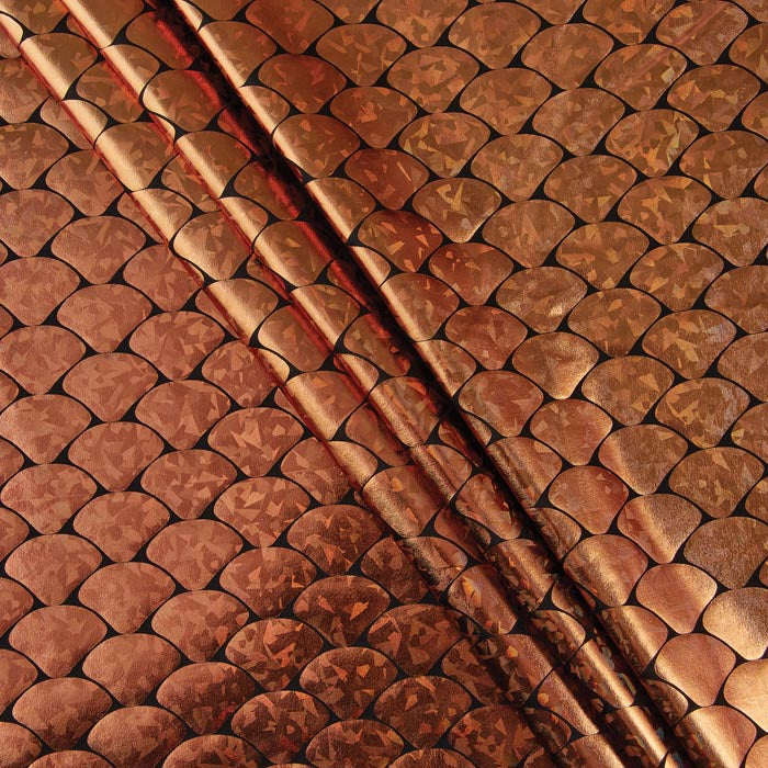 Stretch Fabric, Holographic Scales, Copper Gold