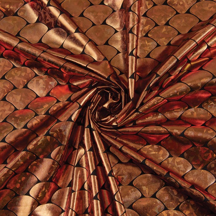 Stretch Fabric, Holographic Scales, Copper Gold