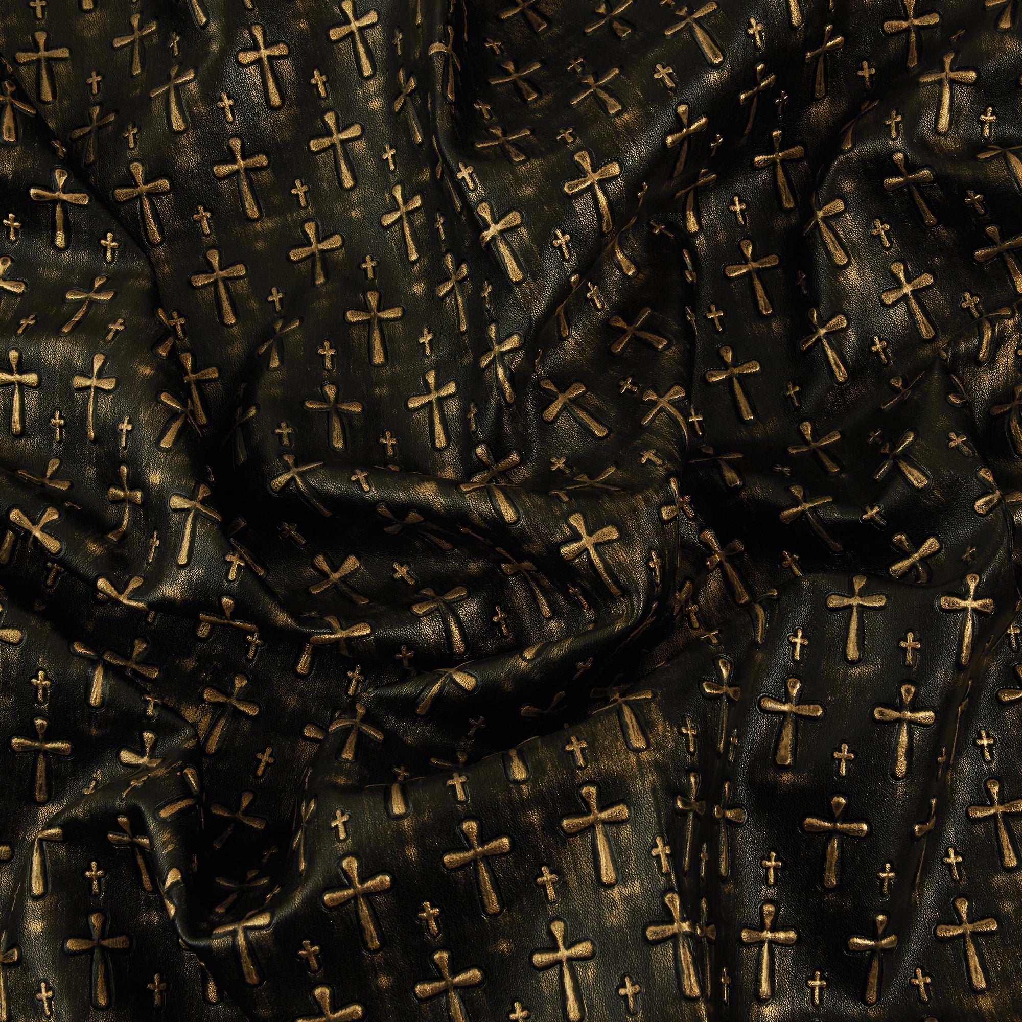 Textured Cross Fabric, Gold & Black