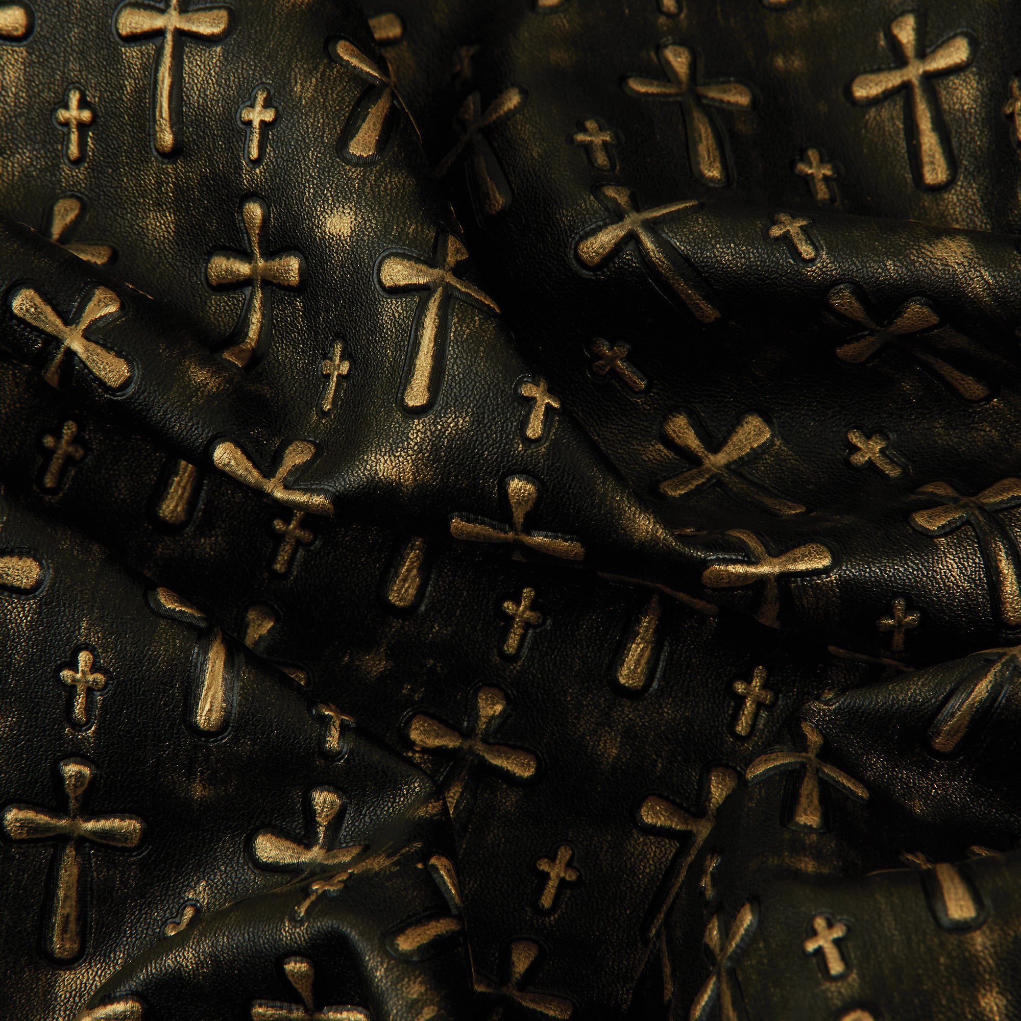 Textured Cross Fabric, Gold & Black