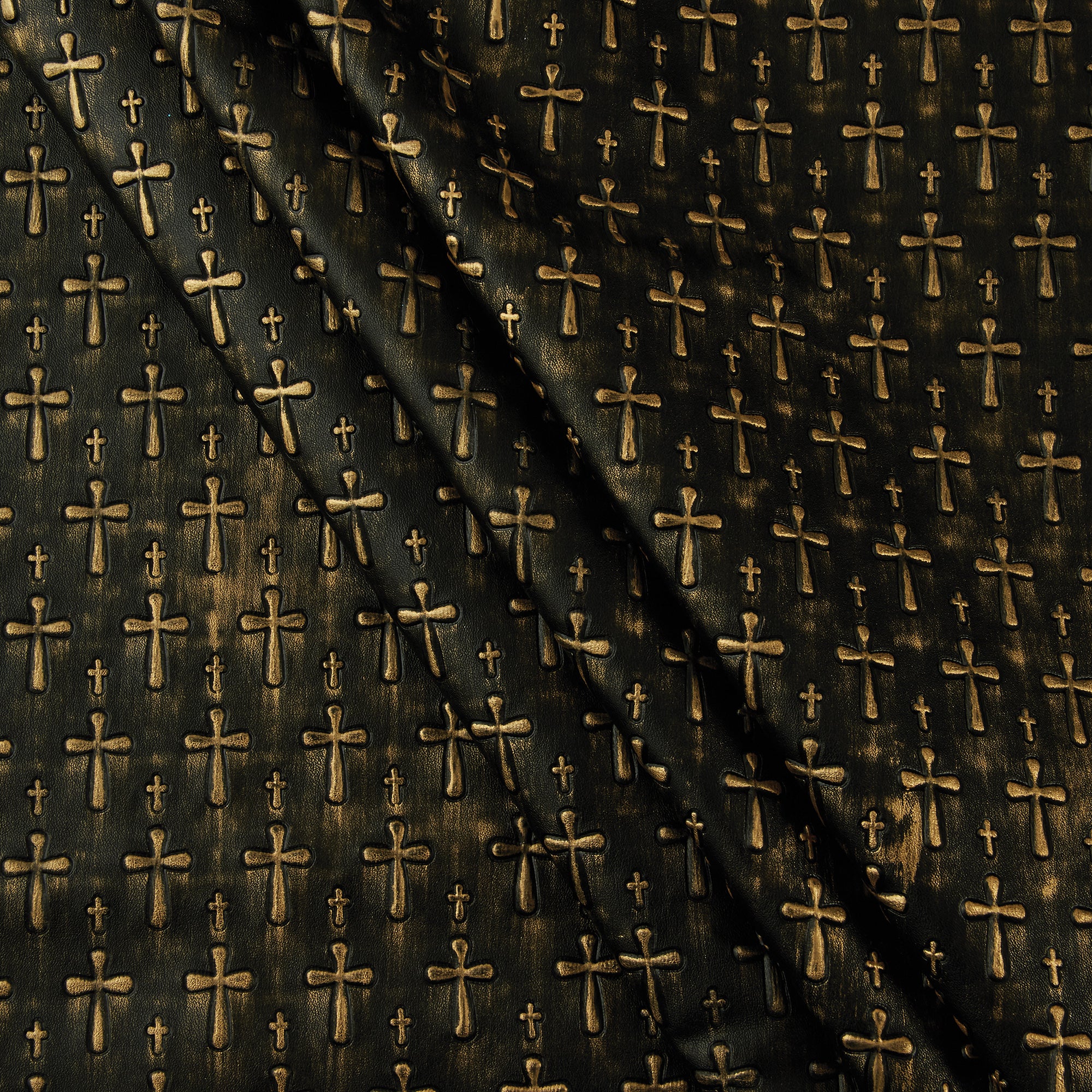 Textured Cross Fabric, Gold & Black