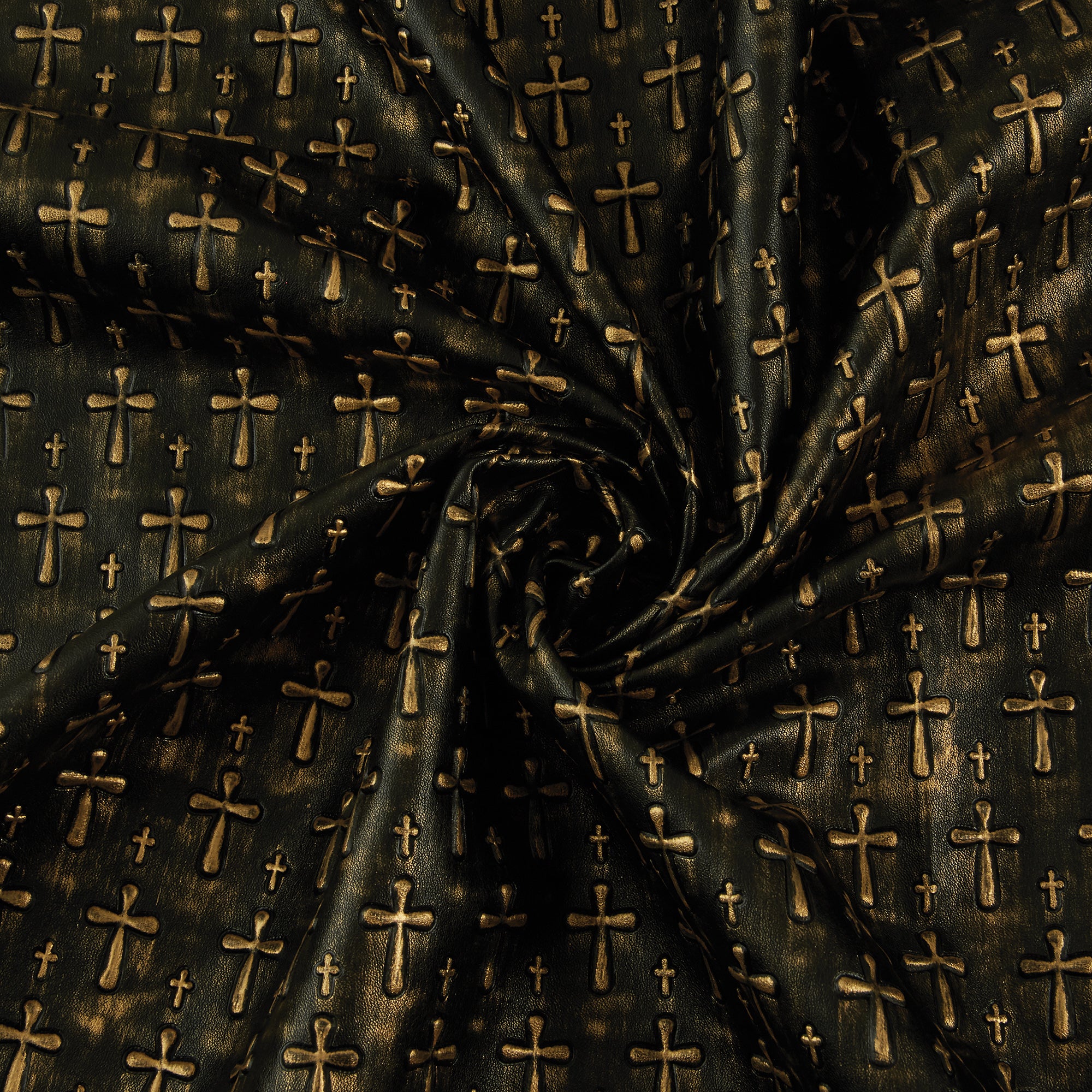 Textured Cross Fabric, Gold & Black