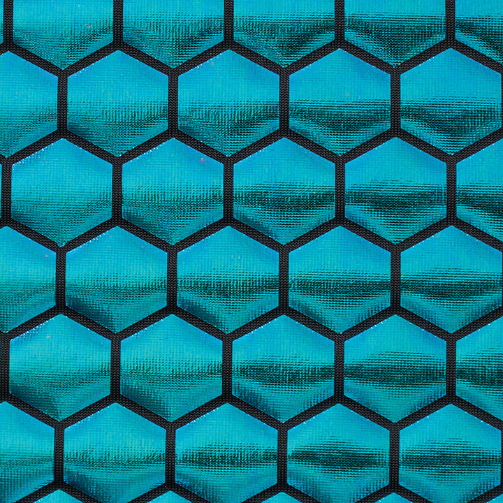 Stretch Fabric, Hex Pattern, Oil Slick