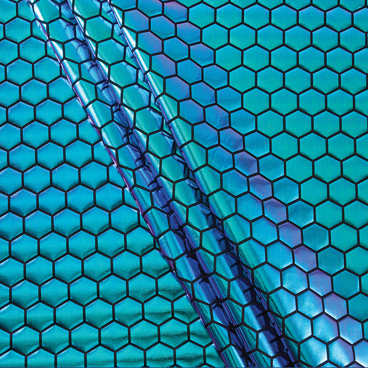Stretch Fabric, Hex Pattern, Oil Slick