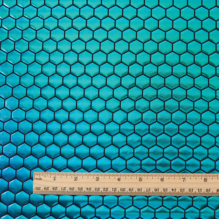 Stretch Fabric, Hex Pattern, Oil Slick