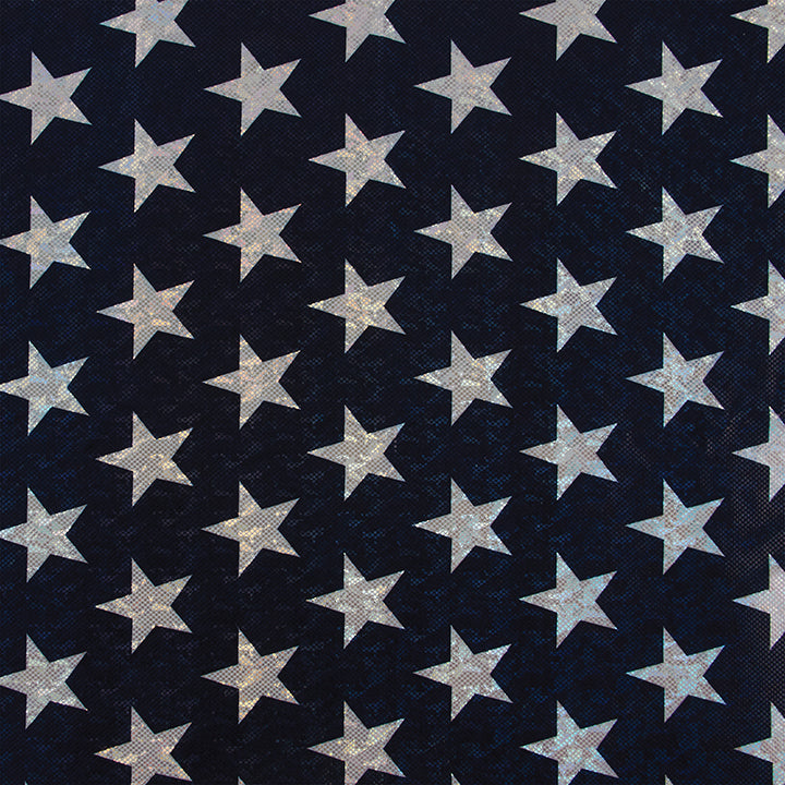 4-Way Stretch Fabric, Silver Star Pattern, Navy