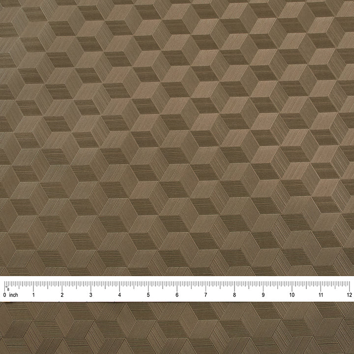 Textured Geometric Pleather Fabric, Gold