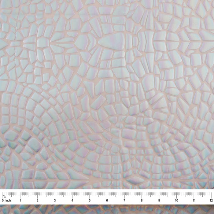 4-Way Stretch Fabric, Broken Glass Mirrored Foil, White