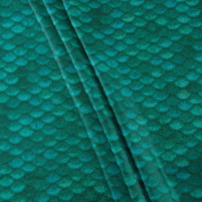 Stretch Fabric, Holographic Mermaid Scales, Emerald