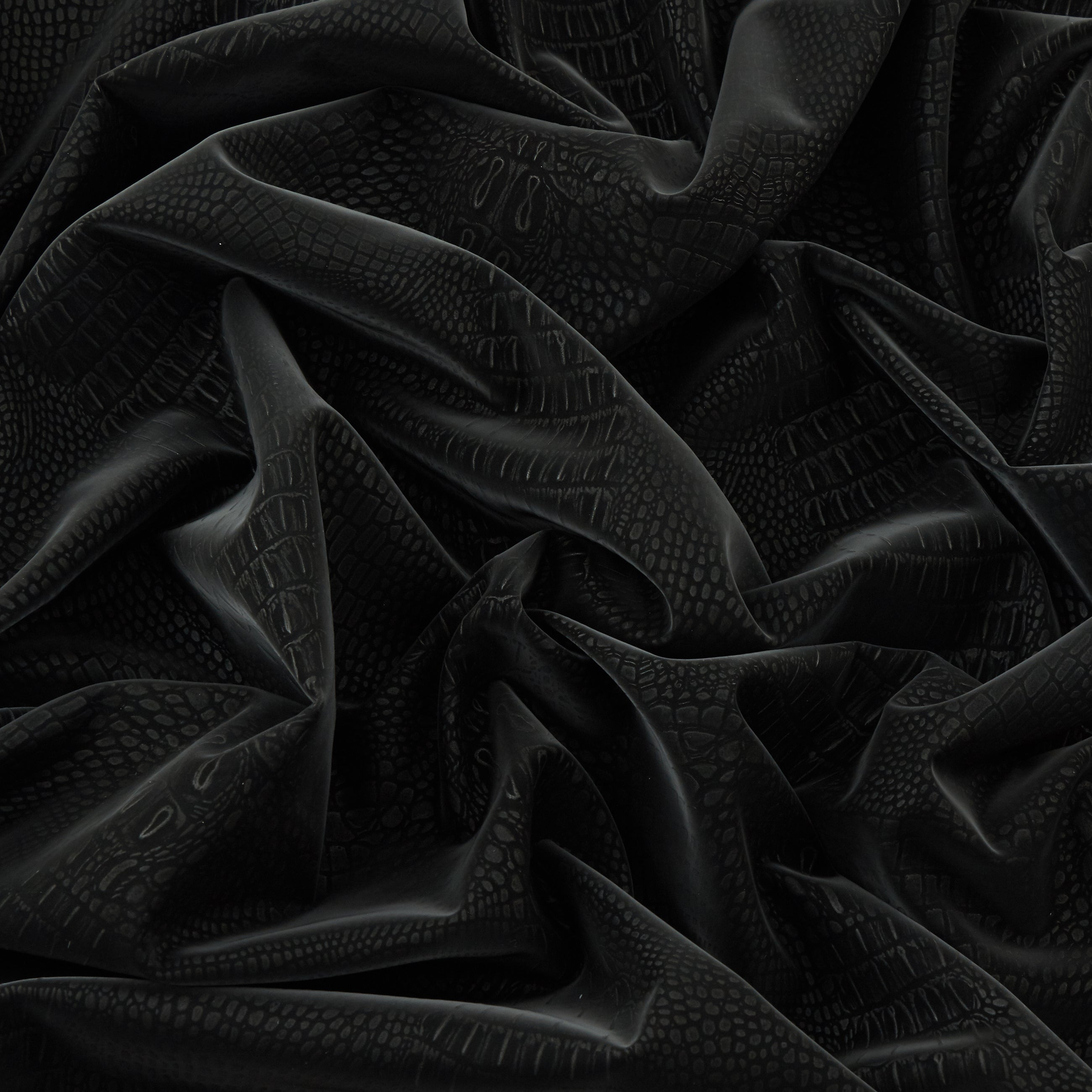 4-Way Stretch Fabric, Reptile Moleskin, Black