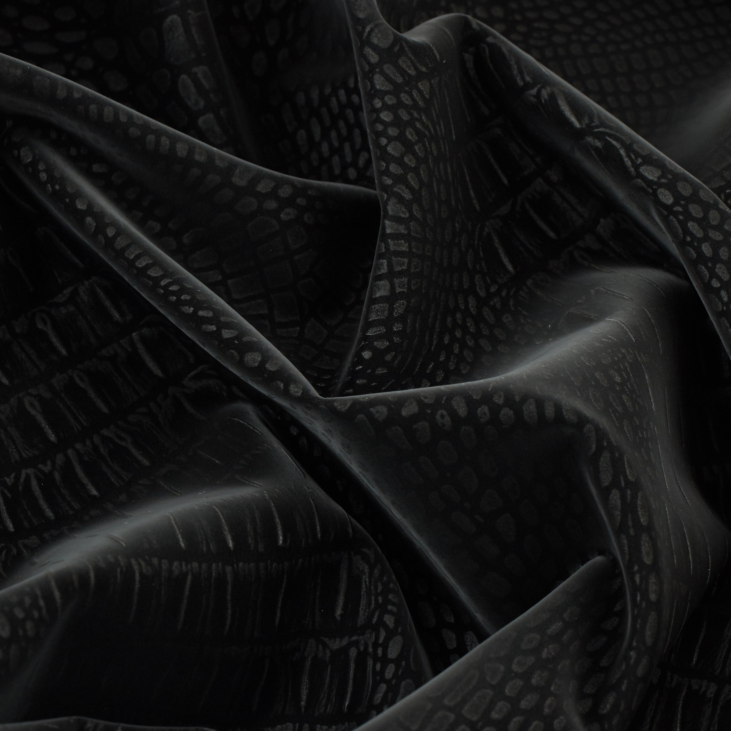 4-Way Stretch Fabric, Reptile Moleskin, Black