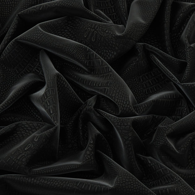 Imitation Stretch Leather Fabric Black 142cm - Abakhan