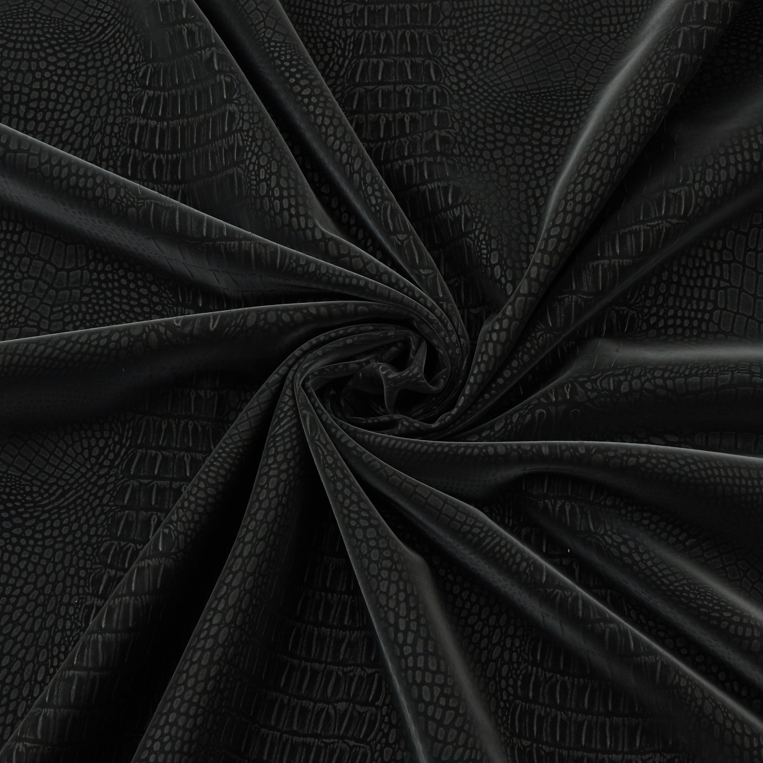 4-Way Stretch Fabric, Reptile Moleskin, Black