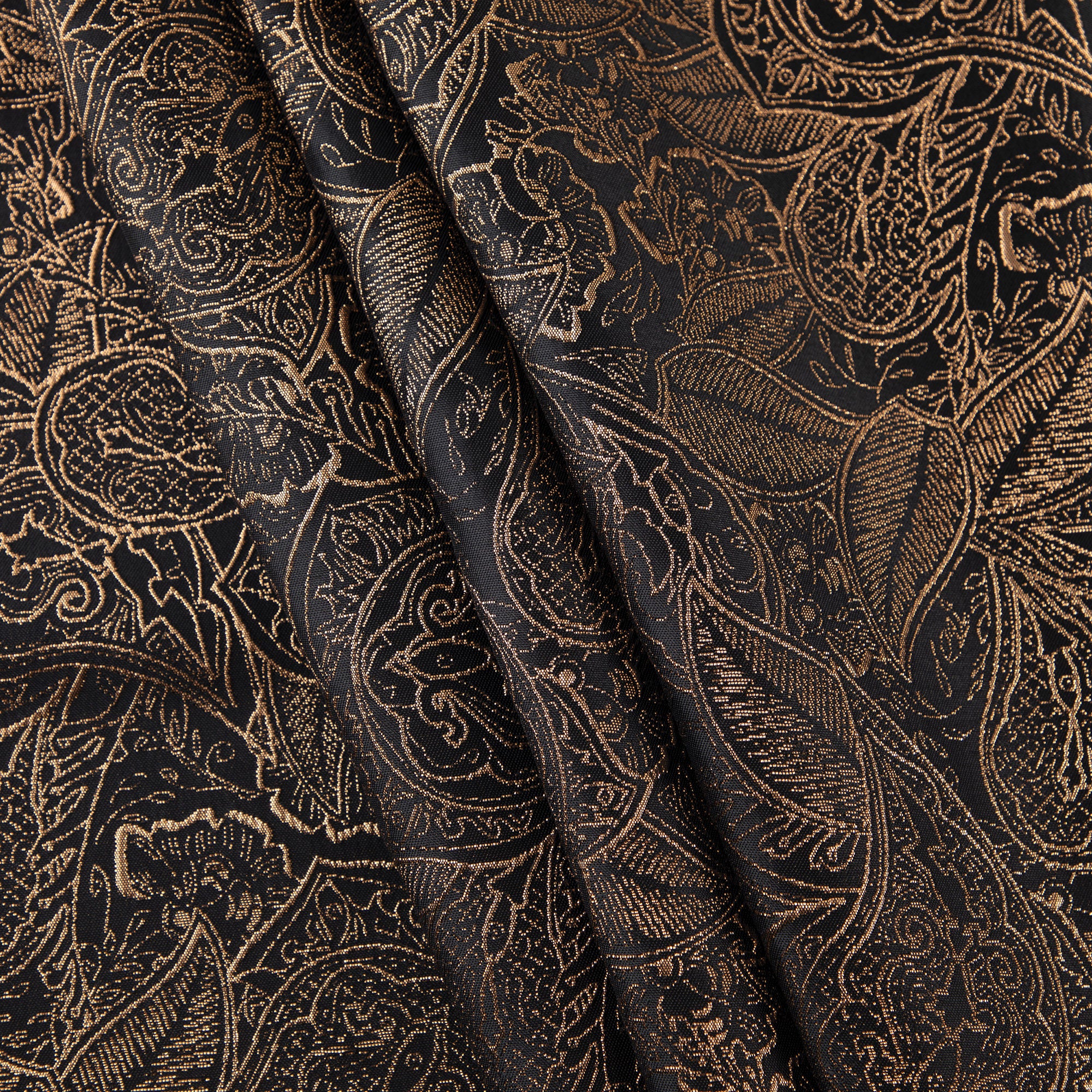 Byzantine Brocade Fabric, Metallic, Gold & Black