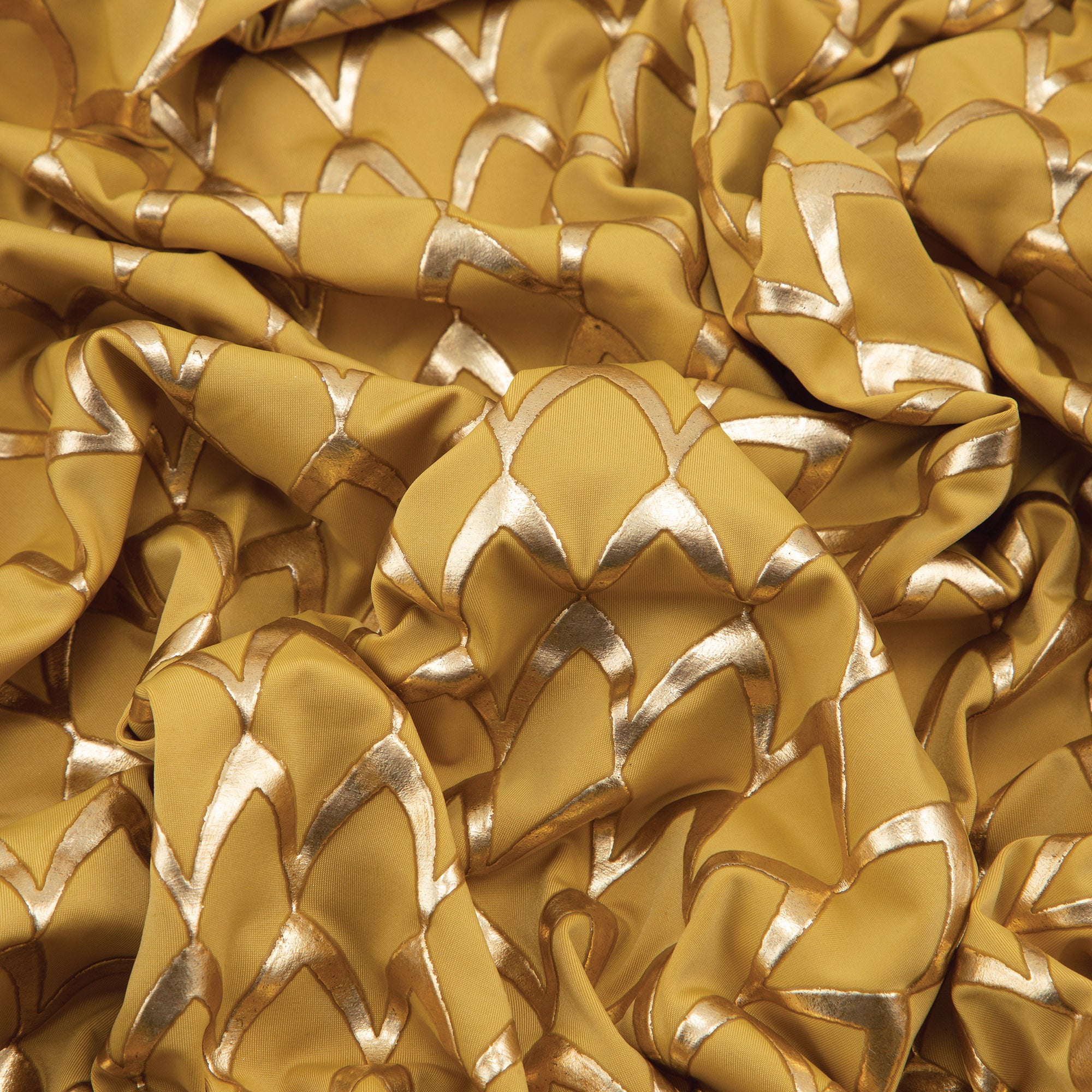 Stretch Fabric, Rubber Metallic Scales Texture, Gold