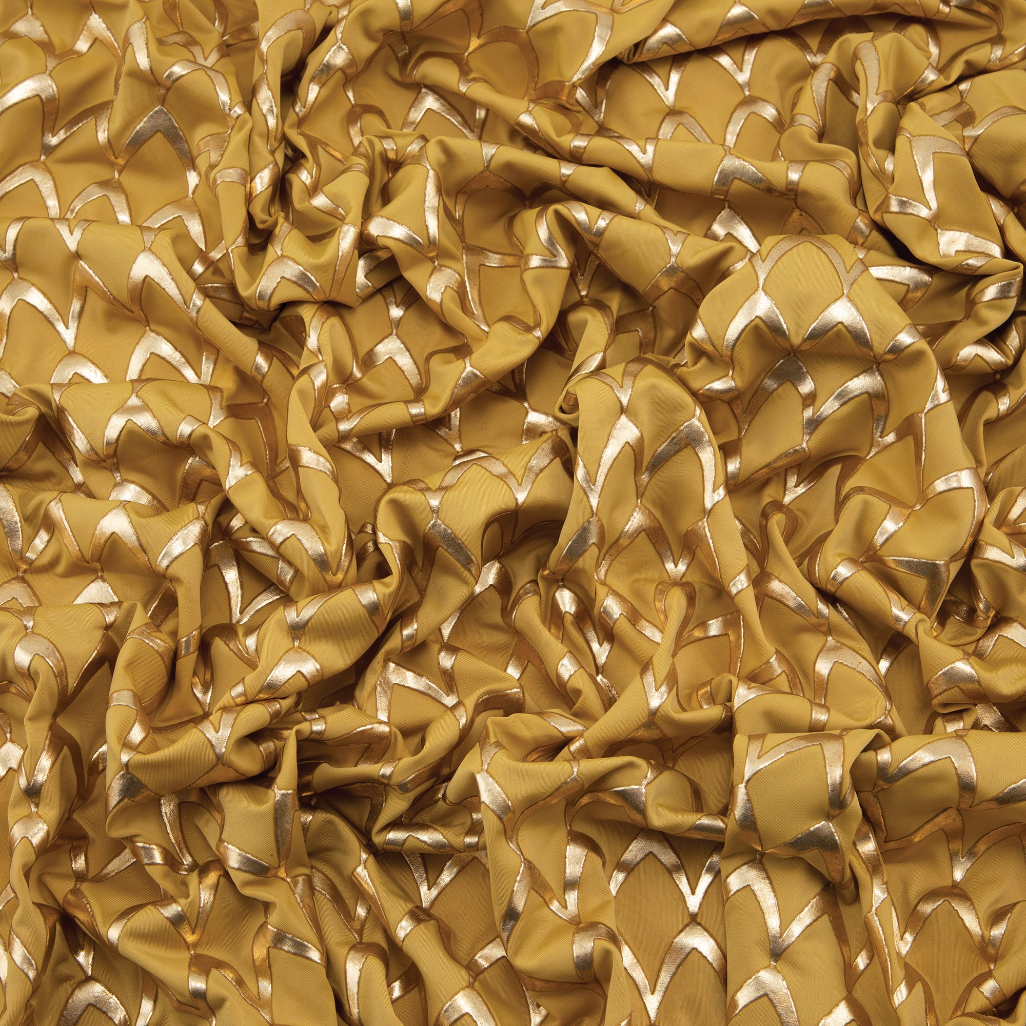 Stretch Fabric, Rubber Metallic Scales Texture, Gold