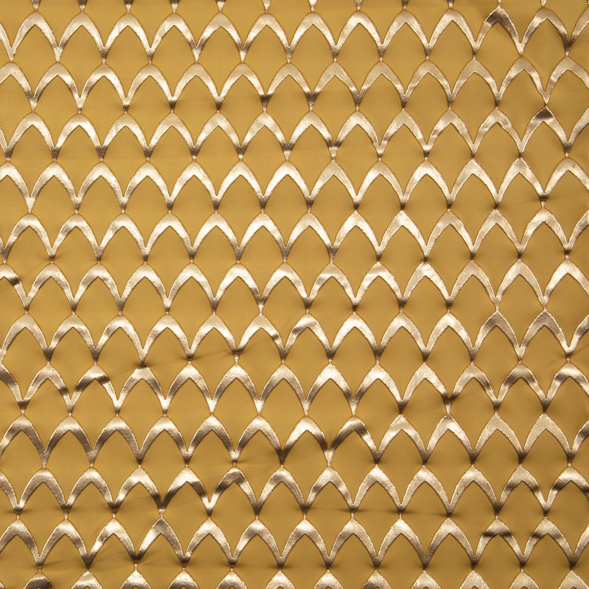 Stretch Fabric, Rubber Metallic Scales Texture, Gold