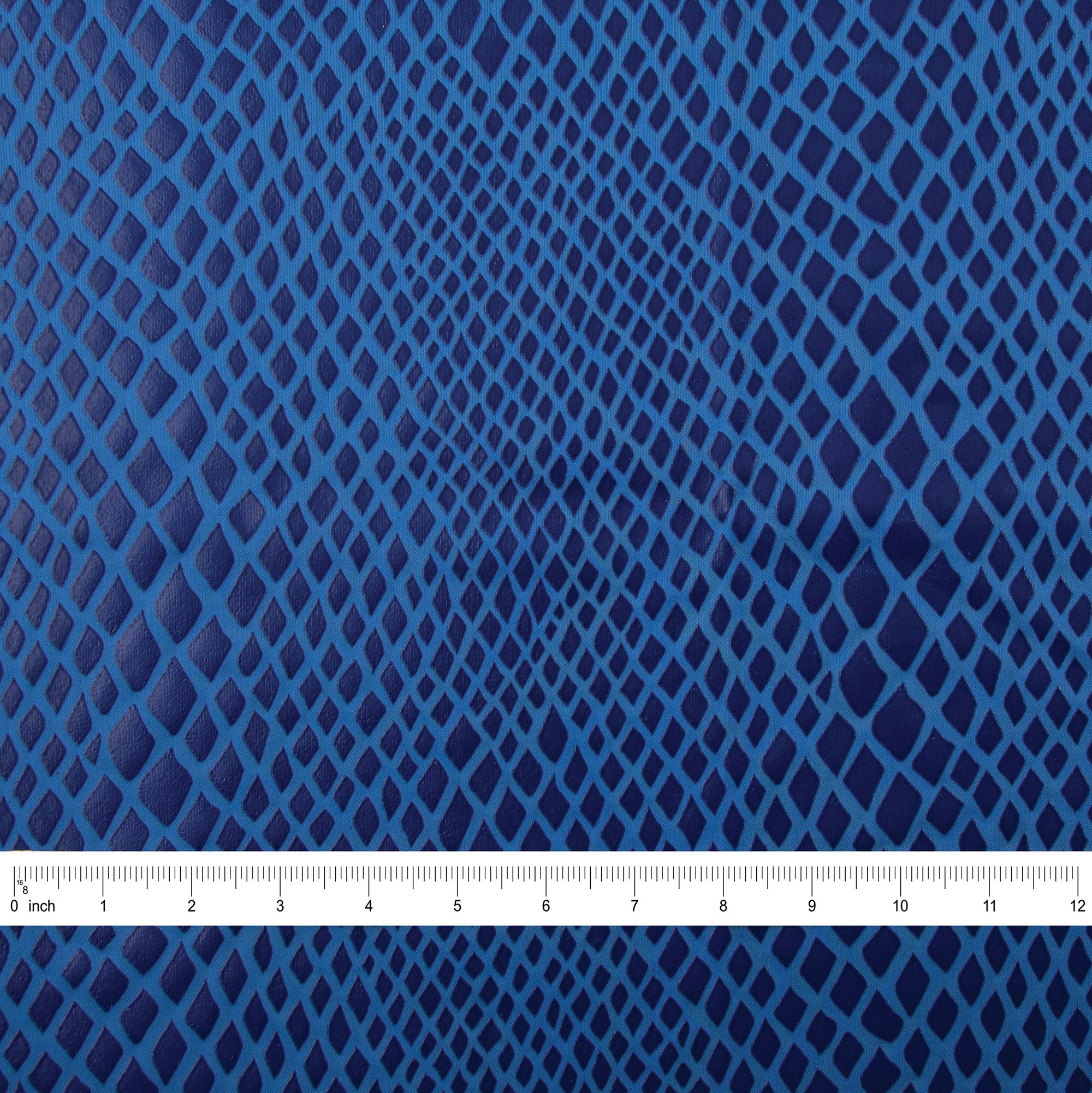 Stretch Fabric, Rubber Python Texture, Blue