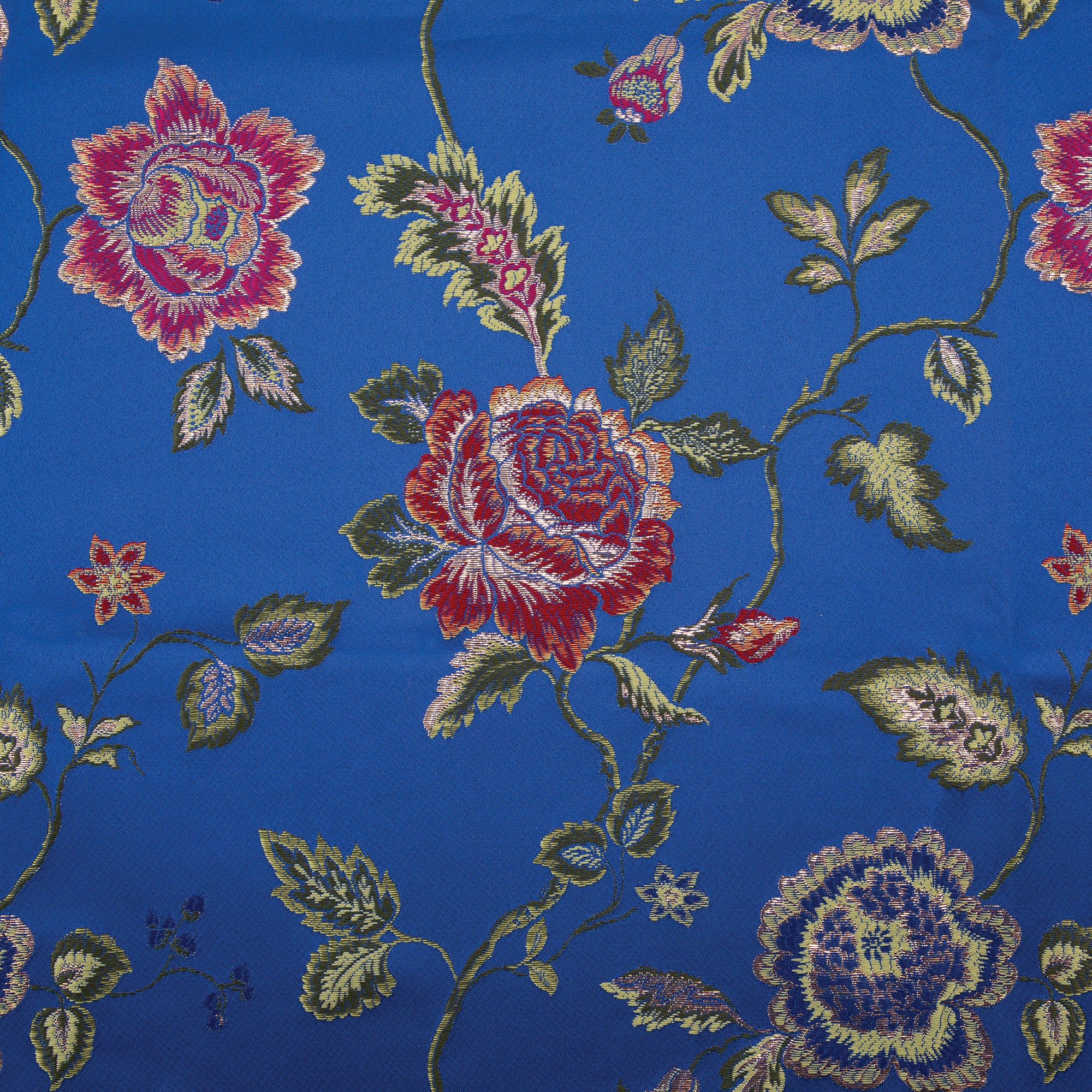 4 Seasons French Brocade Fabric, Floral, Royal Blue