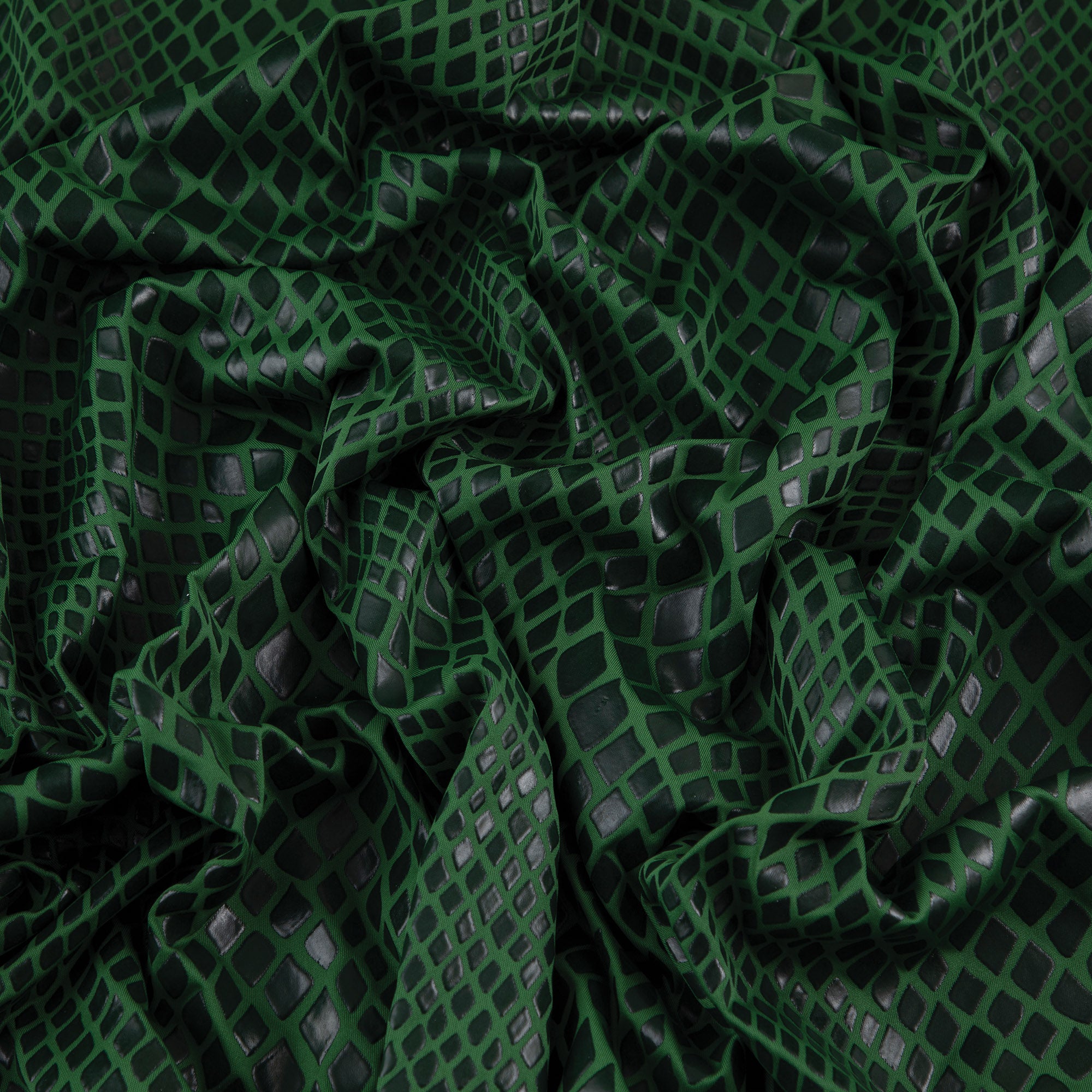 Stretch Fabric, Textured Python Print, Green