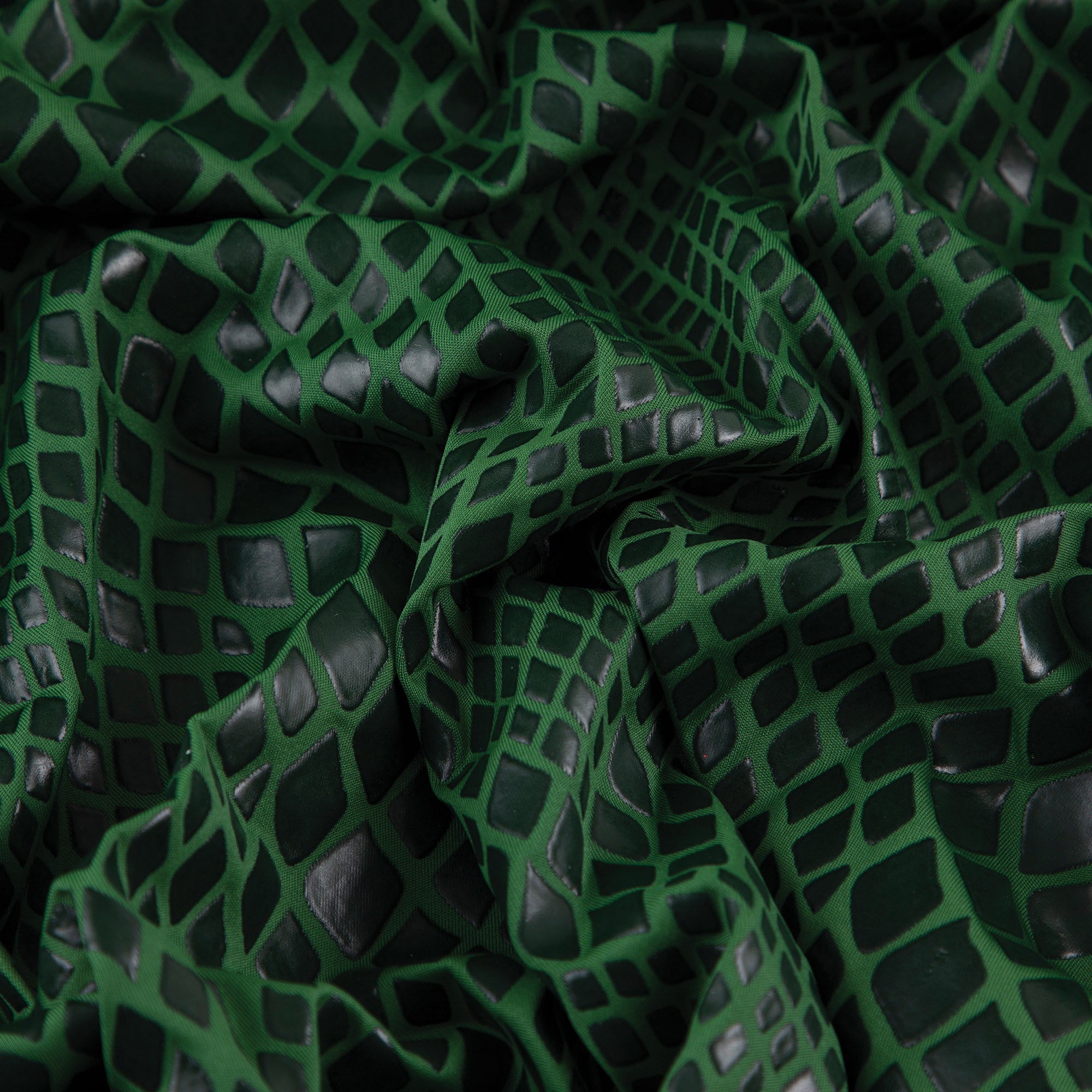 Stretch Fabric, Textured Python Print, Green