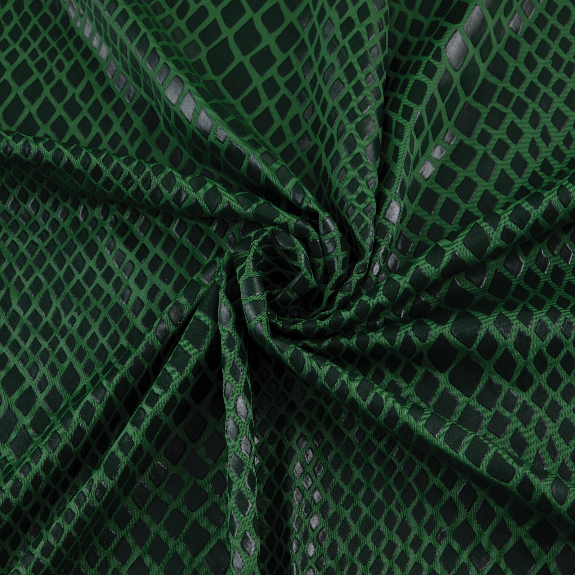 Stretch Fabric, Textured Python Print, Green