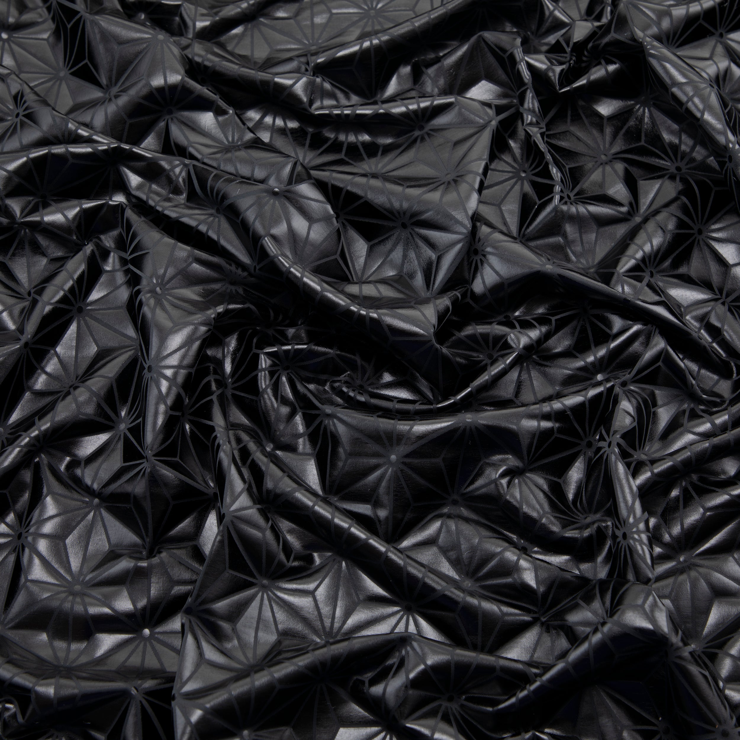 Stretch Fabric, Shiny Diamond Geo Print, Black
