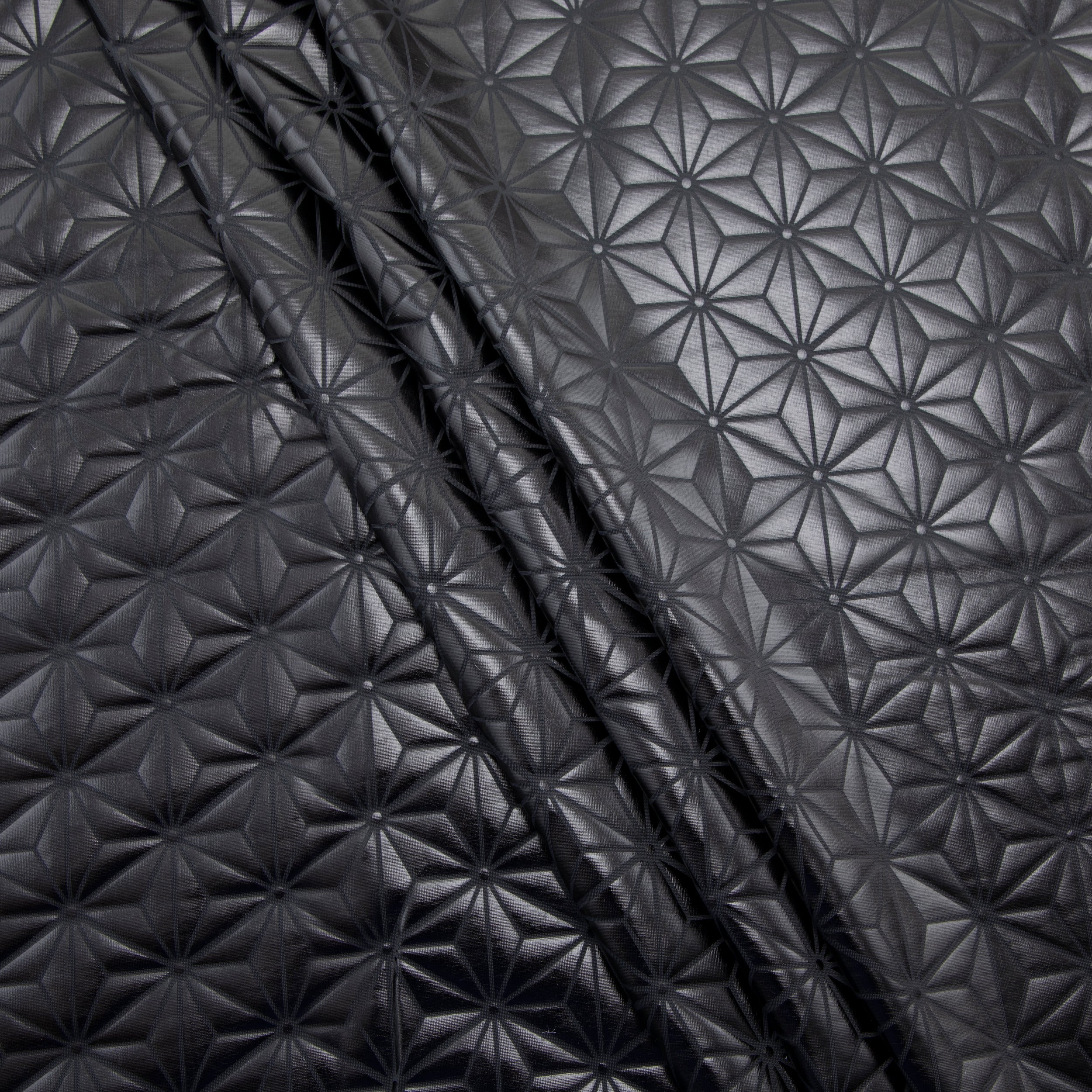 Stretch Fabric, Shiny Diamond Geo Print, Black