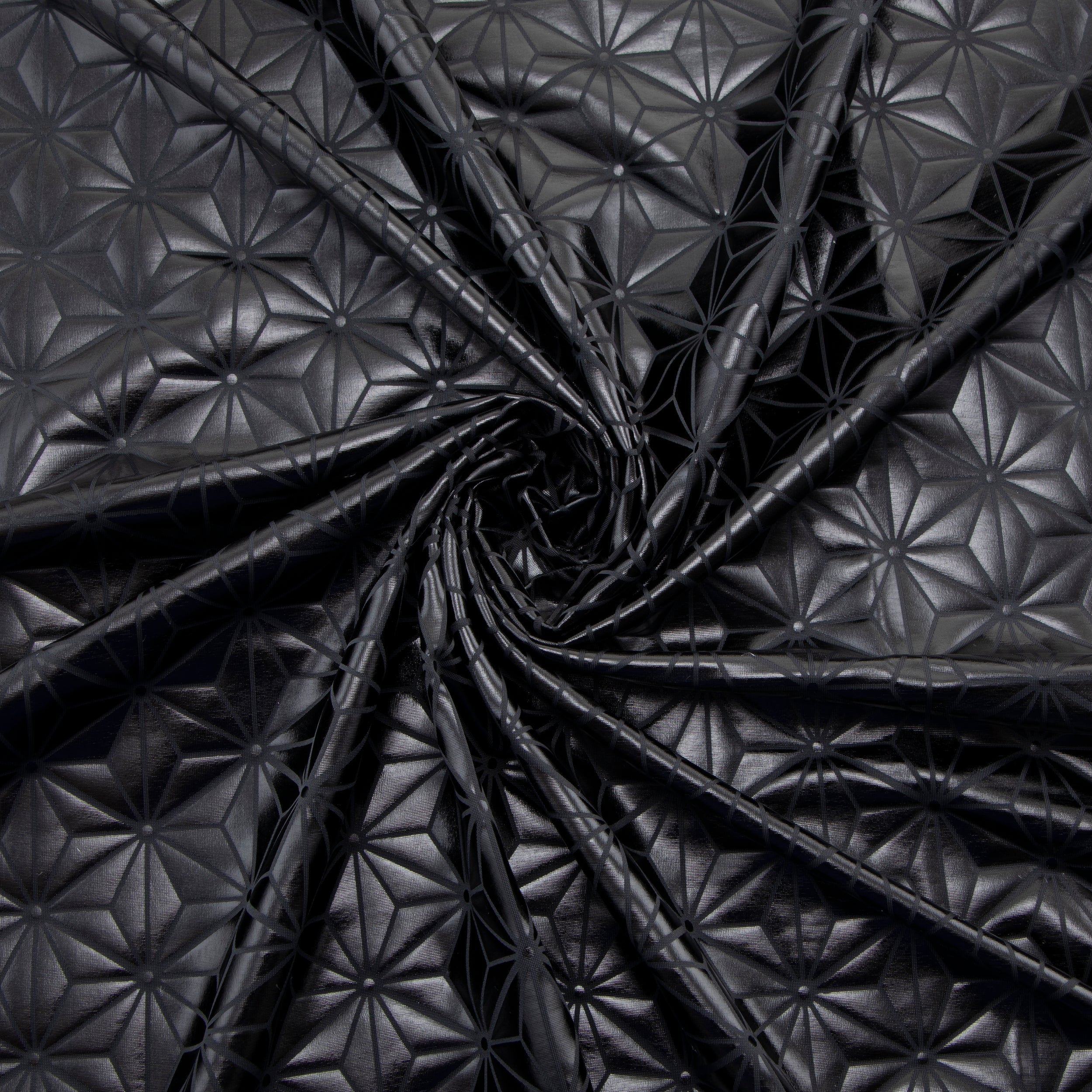 Stretch Fabric, Shiny Diamond Geo Print, Black