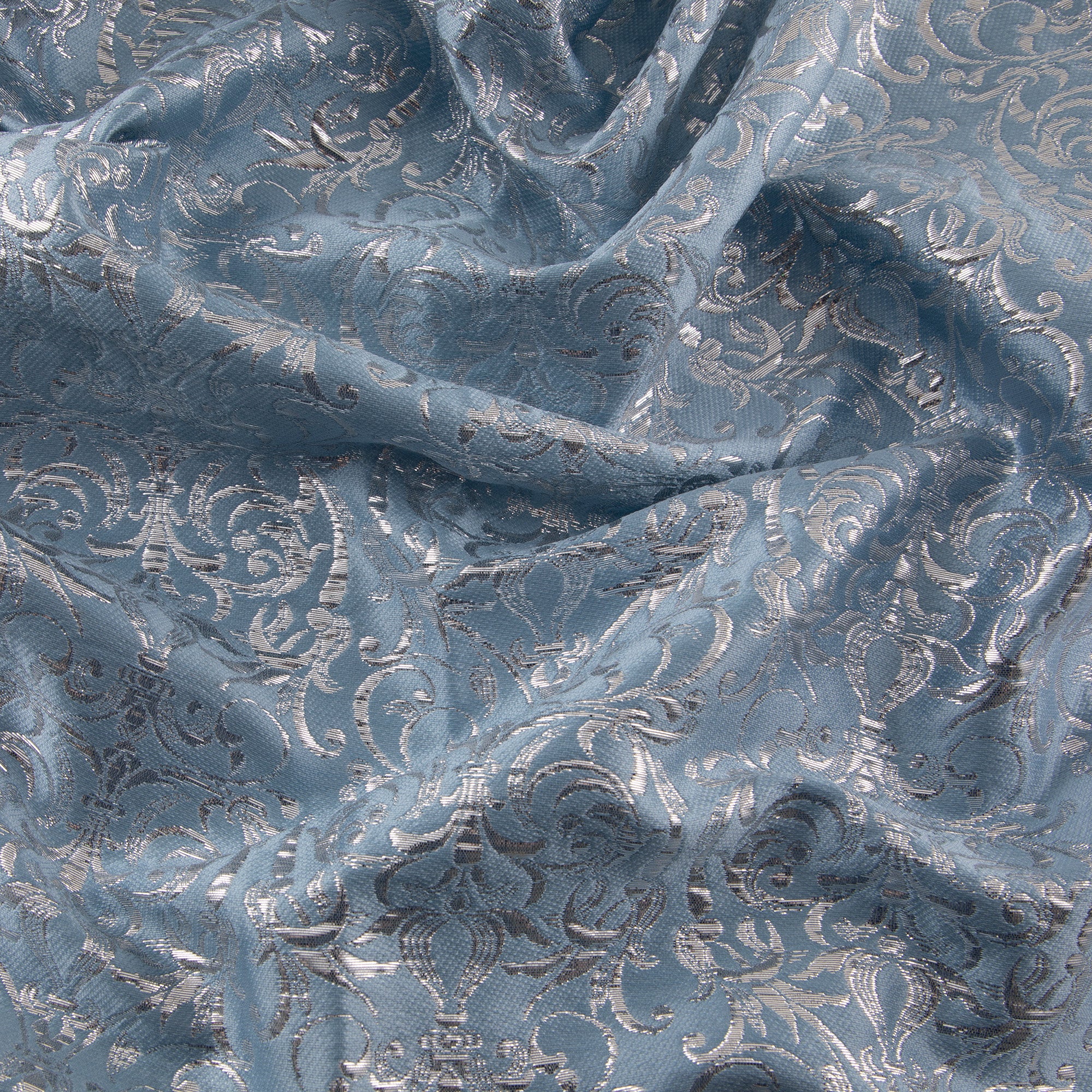 Damask Brocade Fabric, Blue