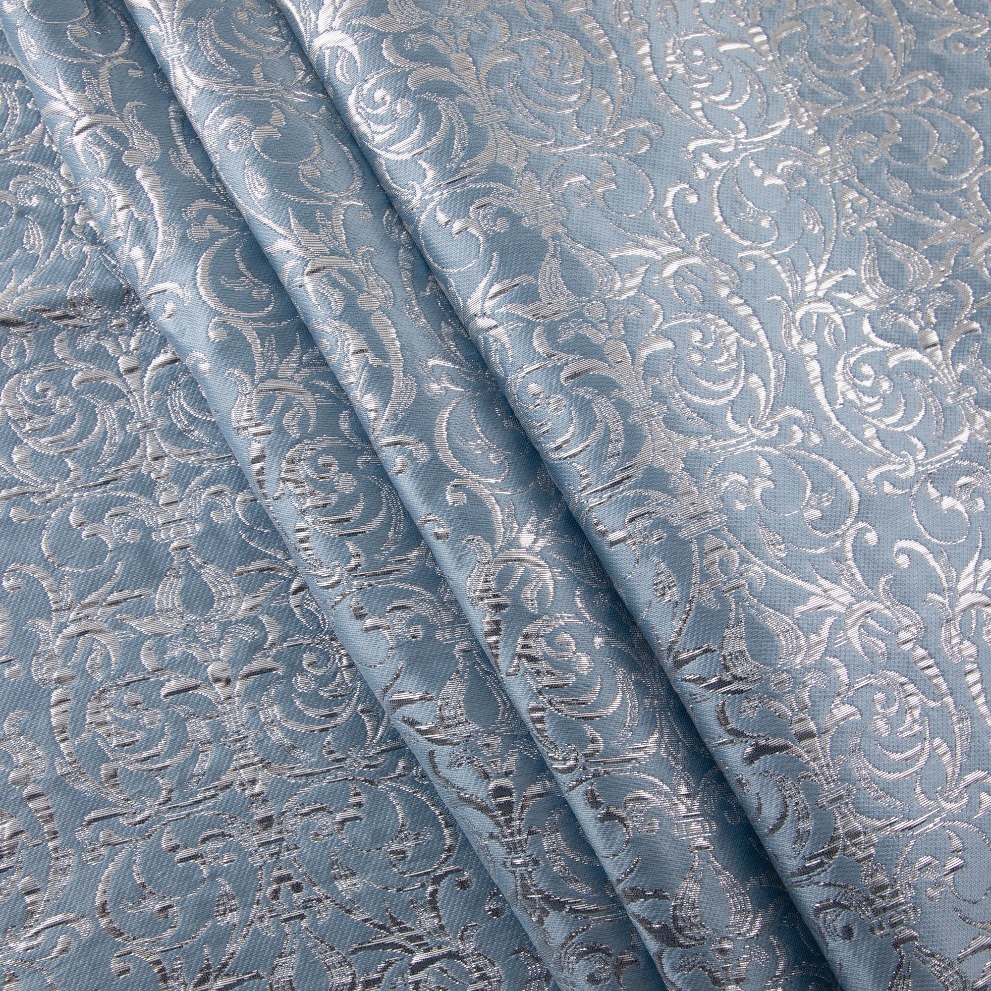 Damask Brocade Fabric, Blue