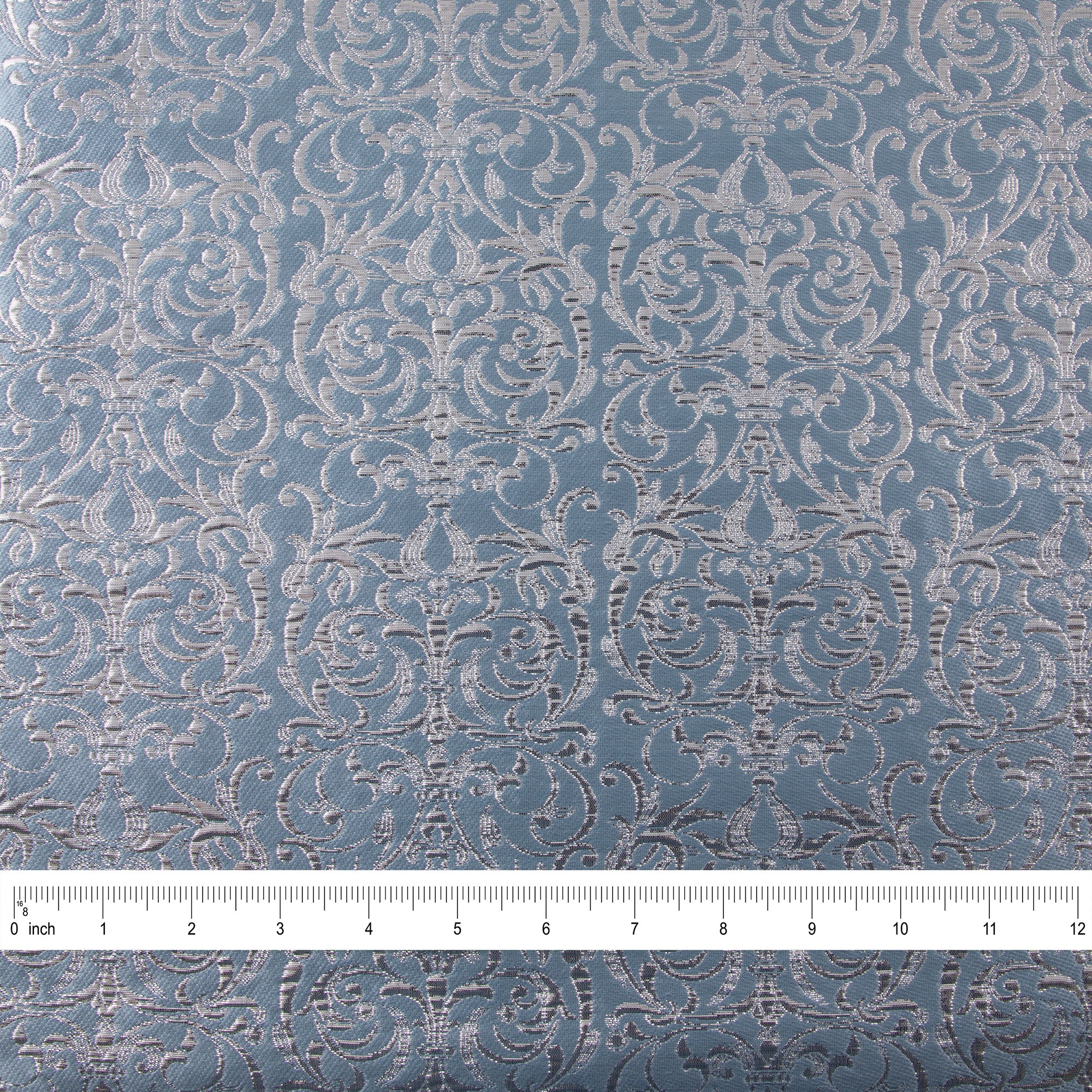 Damask Brocade Fabric, Blue