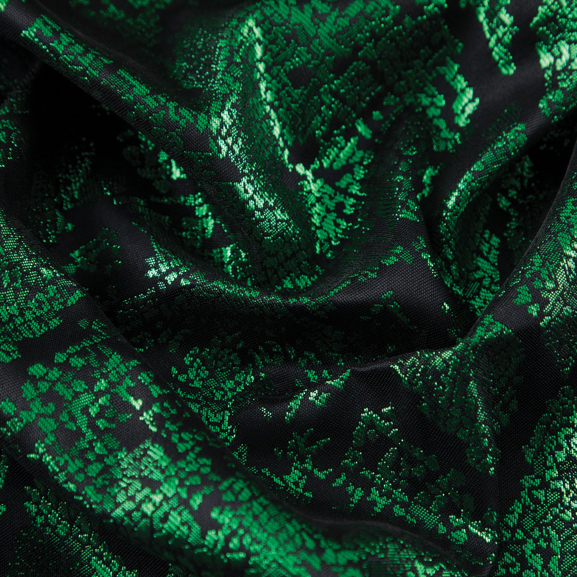 Woven Fabric, Metallic Snakeskin, Green & Black