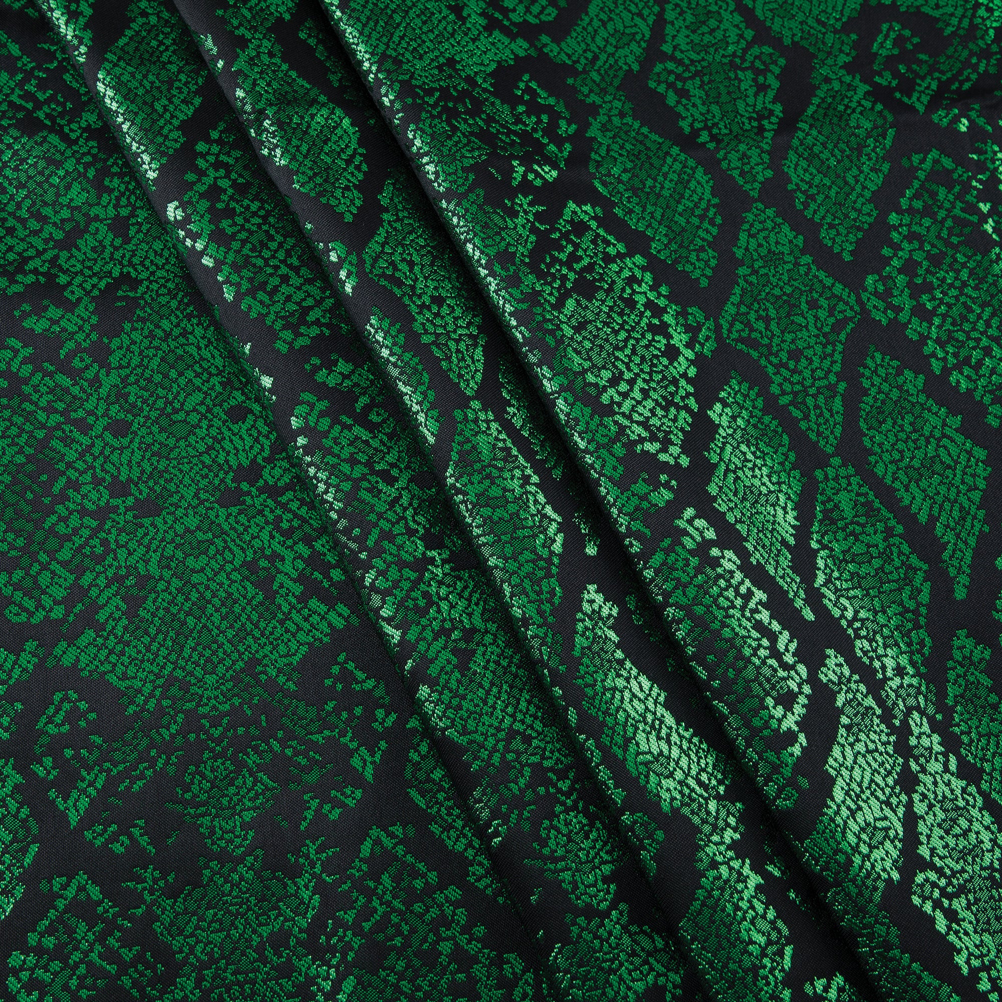 Woven Fabric, Metallic Snakeskin, Green & Black