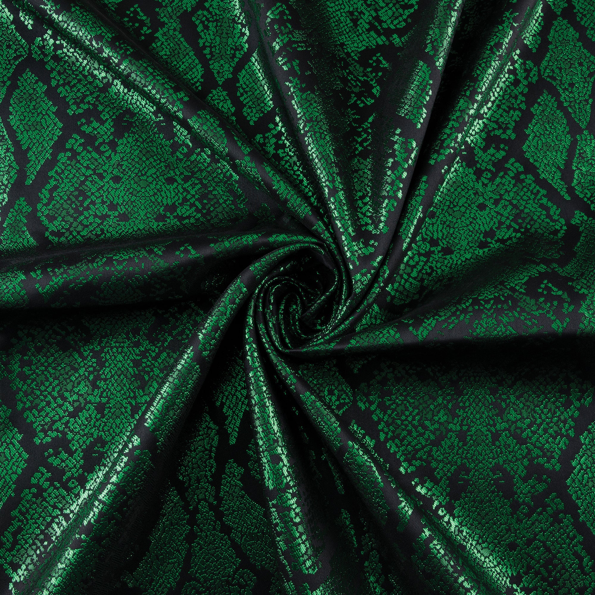 Woven Fabric, Metallic Snakeskin, Green & Black