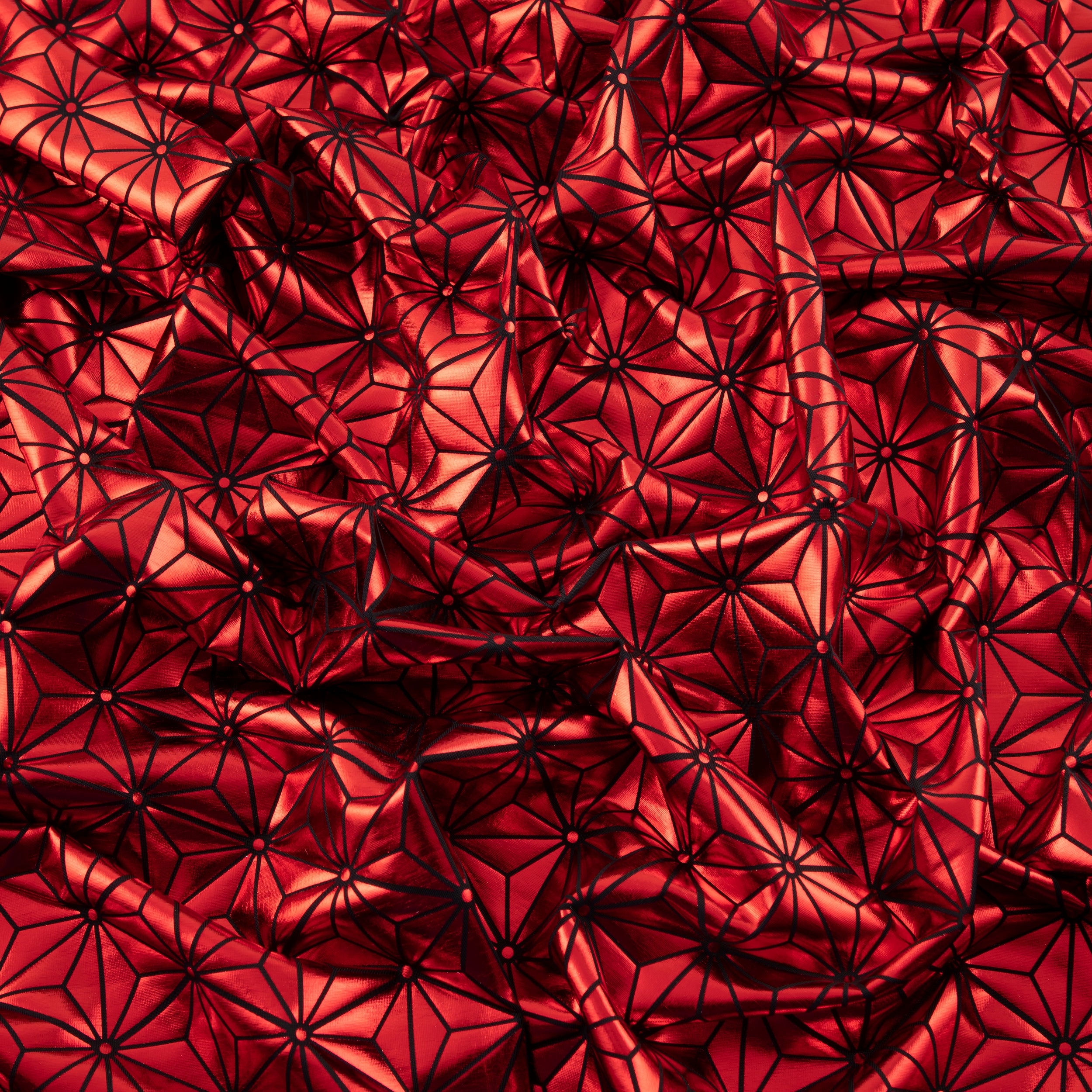 Stretch Fabric, Shiny Diamond Geo Print, Red
