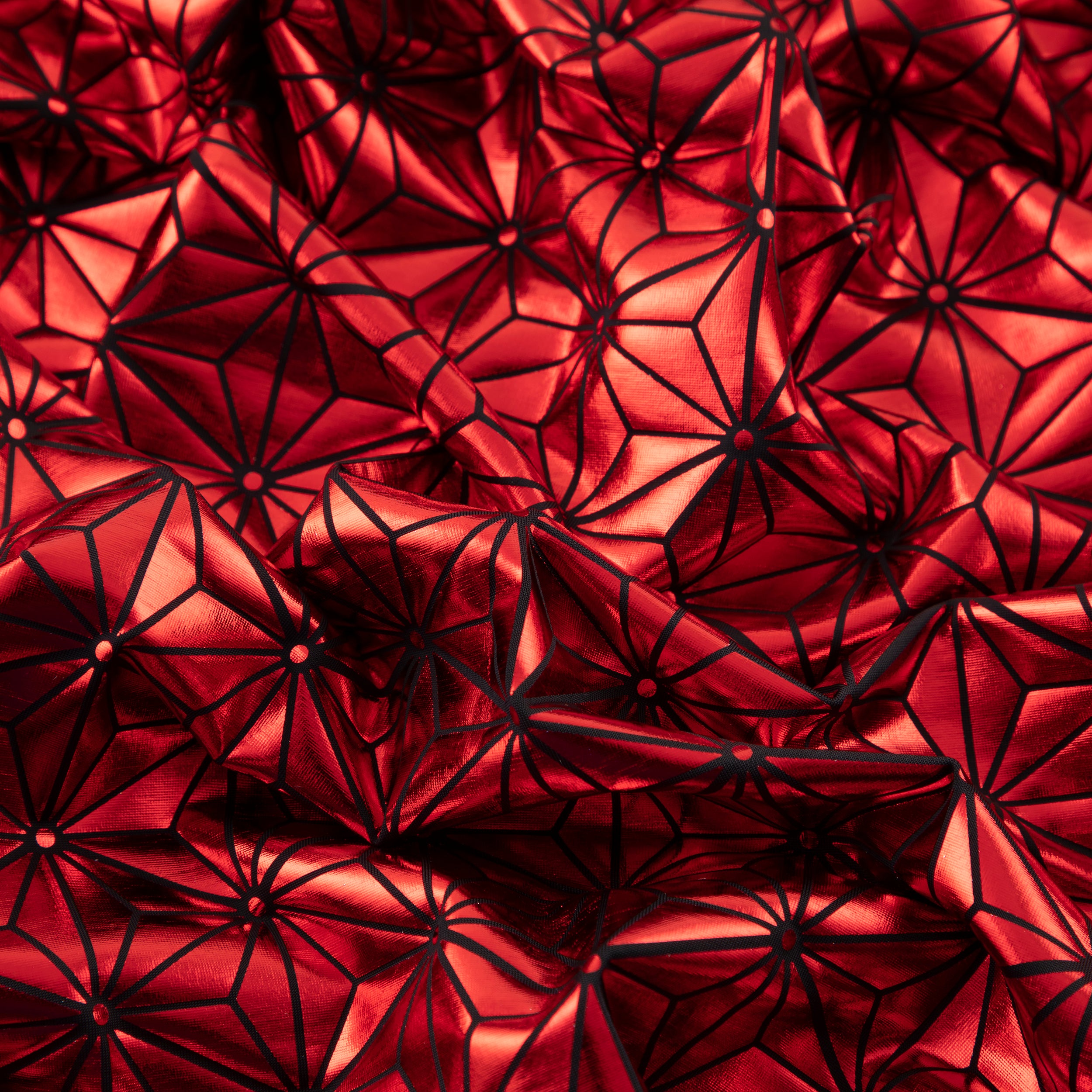 Stretch Fabric, Shiny Diamond Geo Print, Red