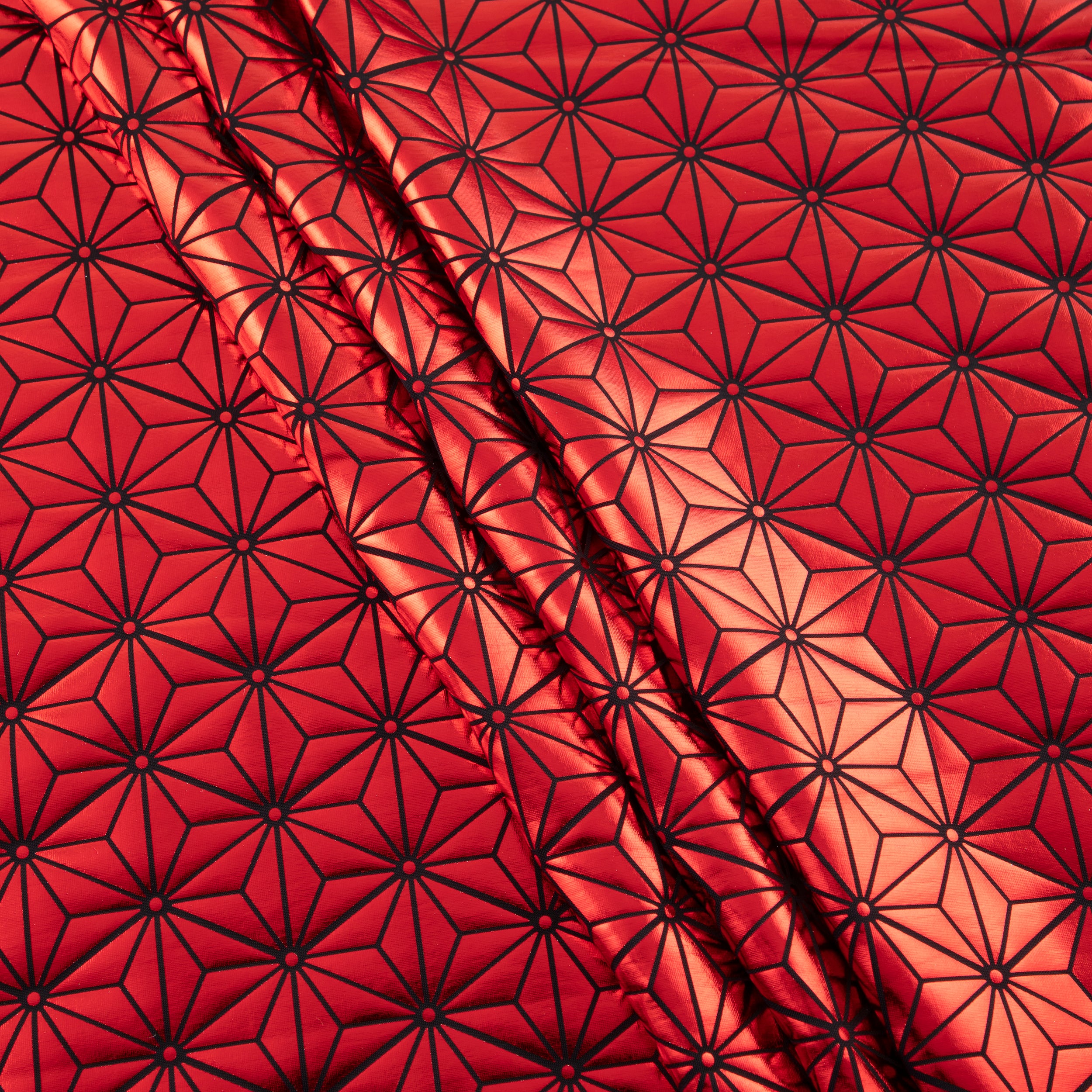 Stretch Fabric, Shiny Diamond Geo Print, Red