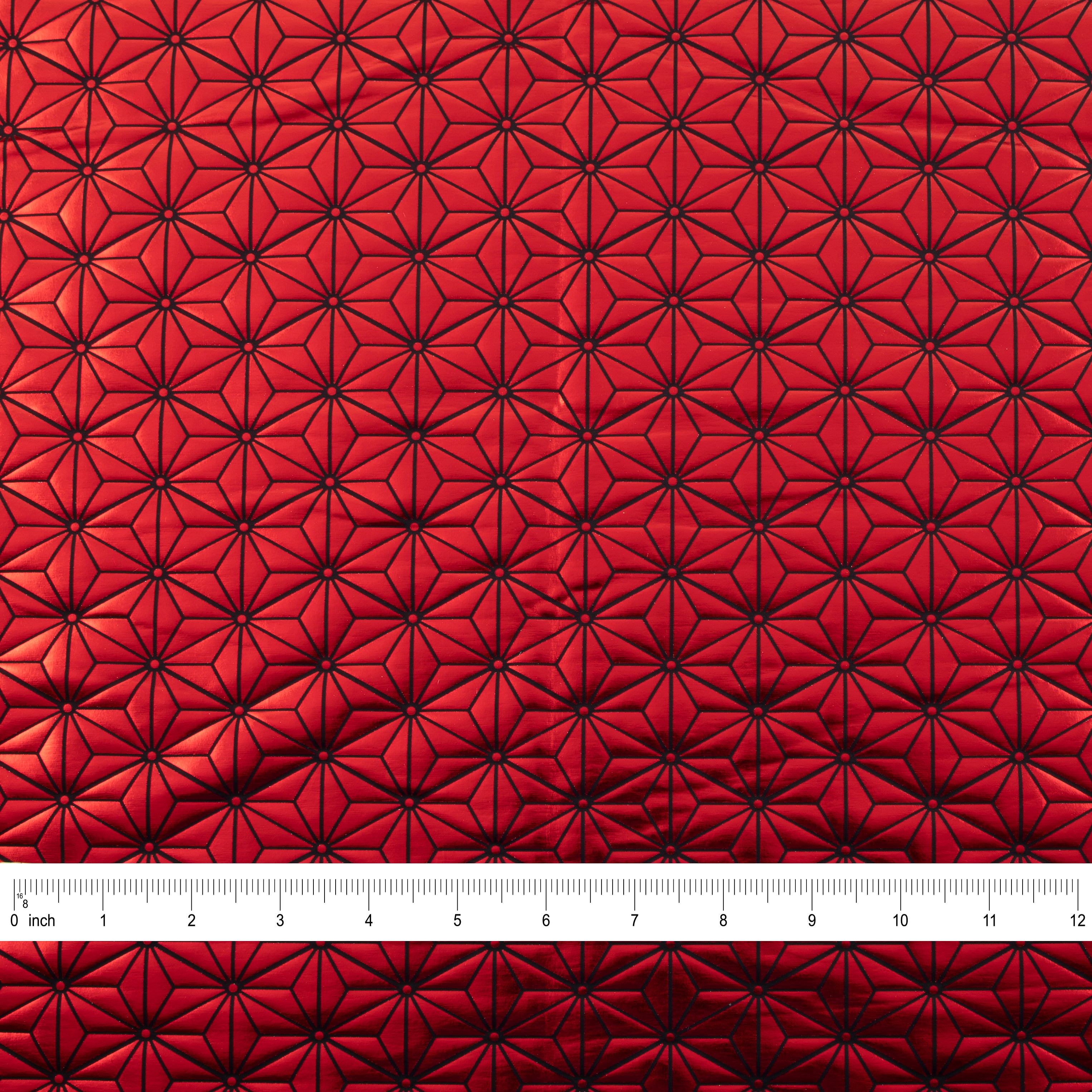Stretch Fabric, Shiny Diamond Geo Print, Red