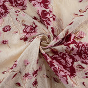Floral Brocade Fabric, Textured, Ivory & Pink